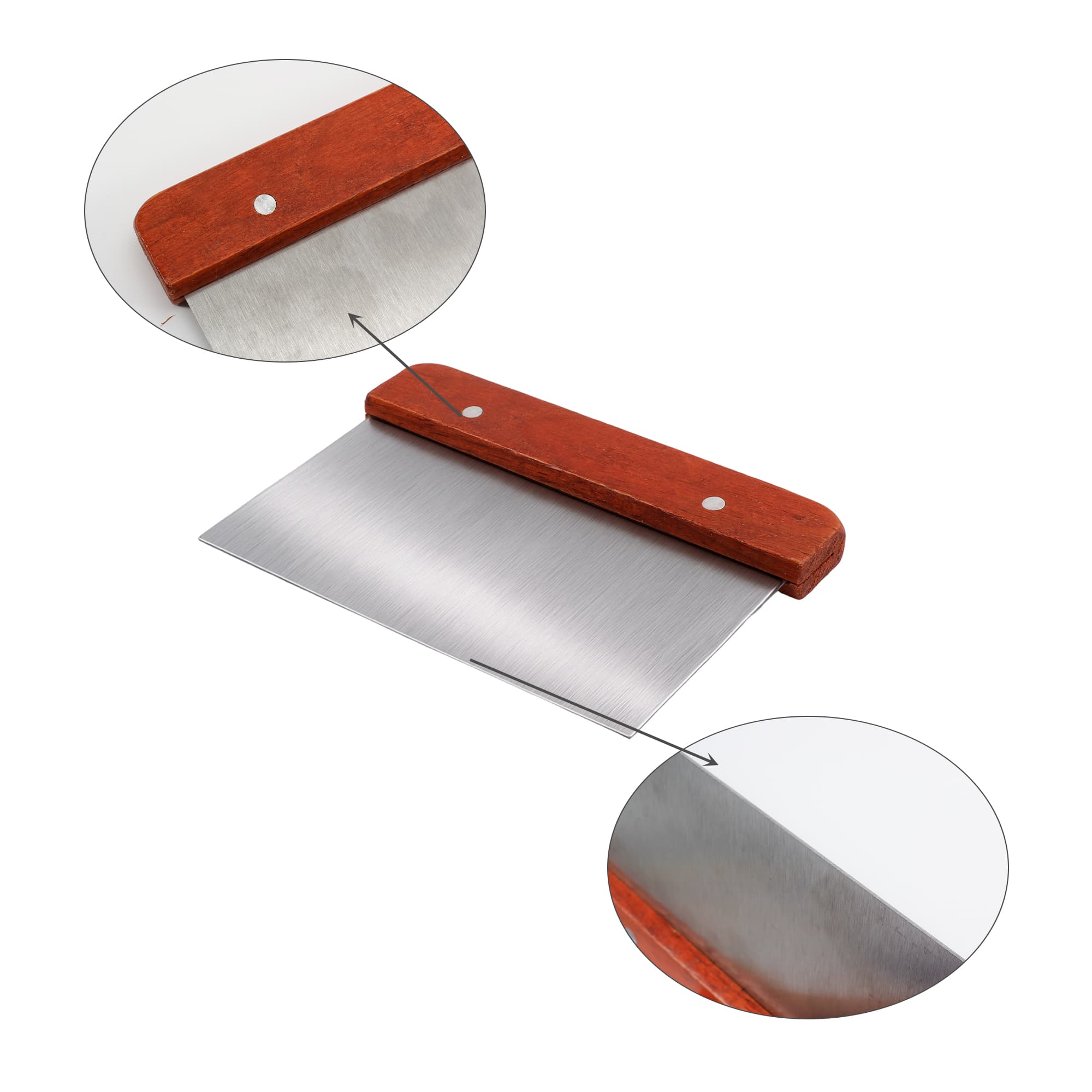Stainless Steel Dough Scraper with Wood Handle