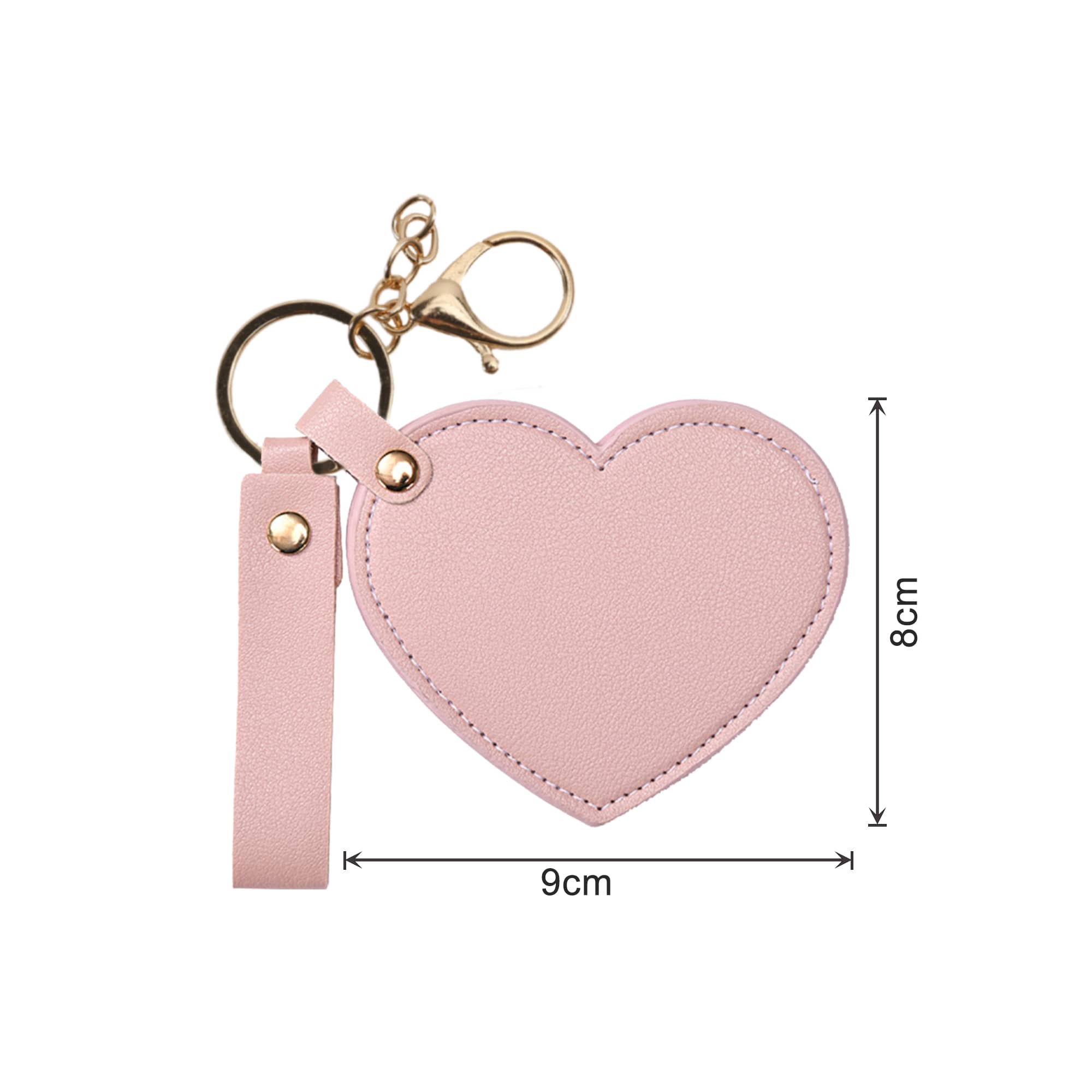 Heart-Shaped Compact Mirror with Keychain