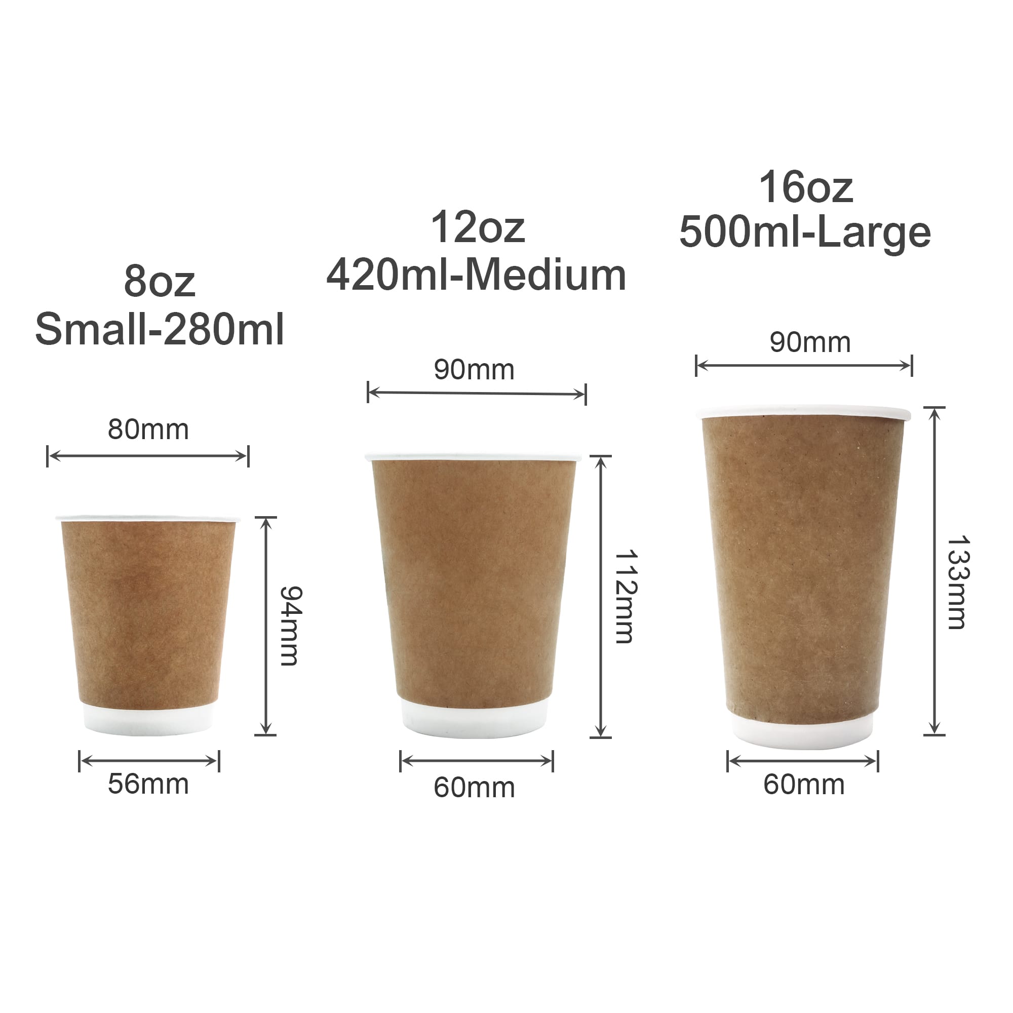 Home Compostable Aqueous Double Wall Kraft Paper Cups