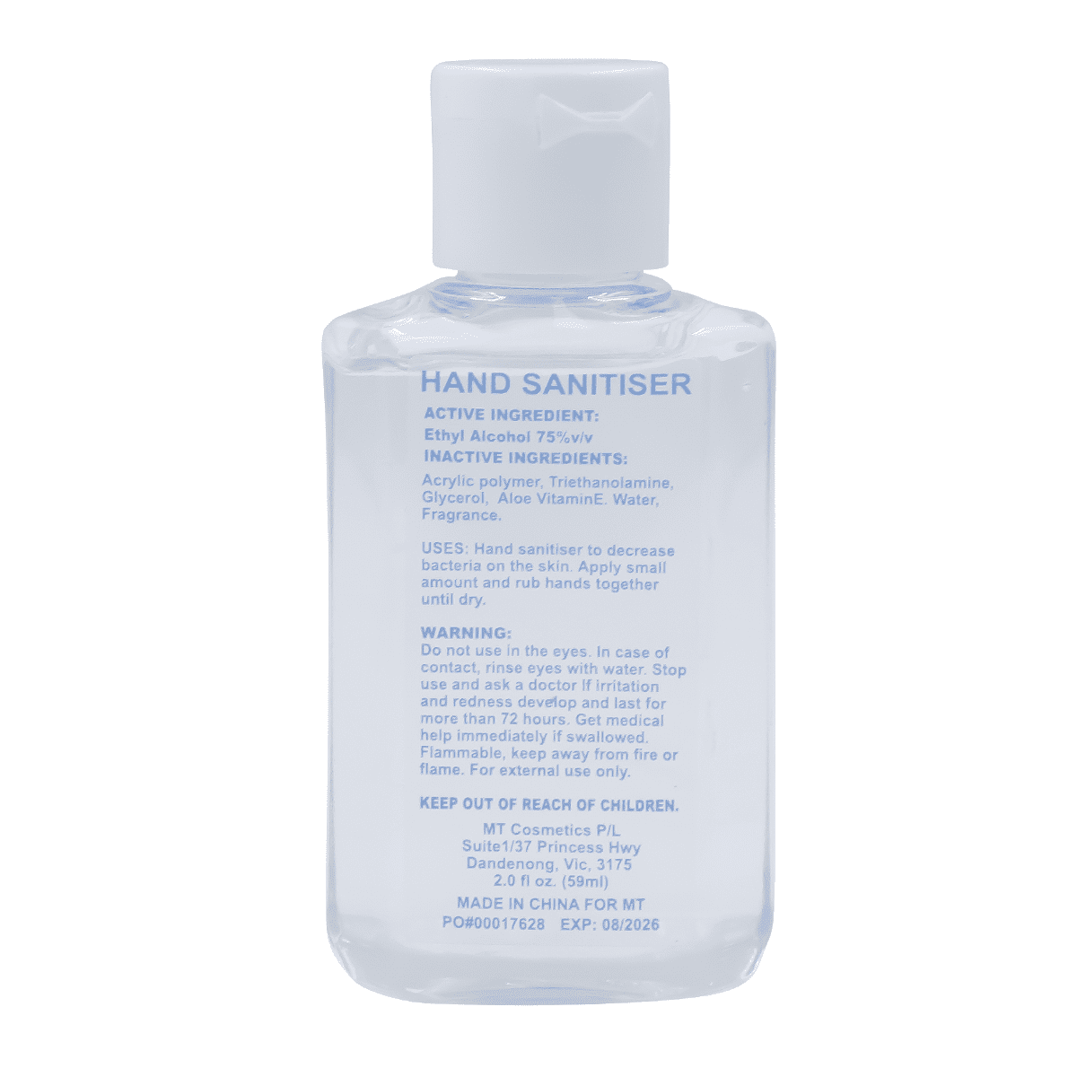 60ml Hand Sanitiser Gel - 75% ethyl-alcohol