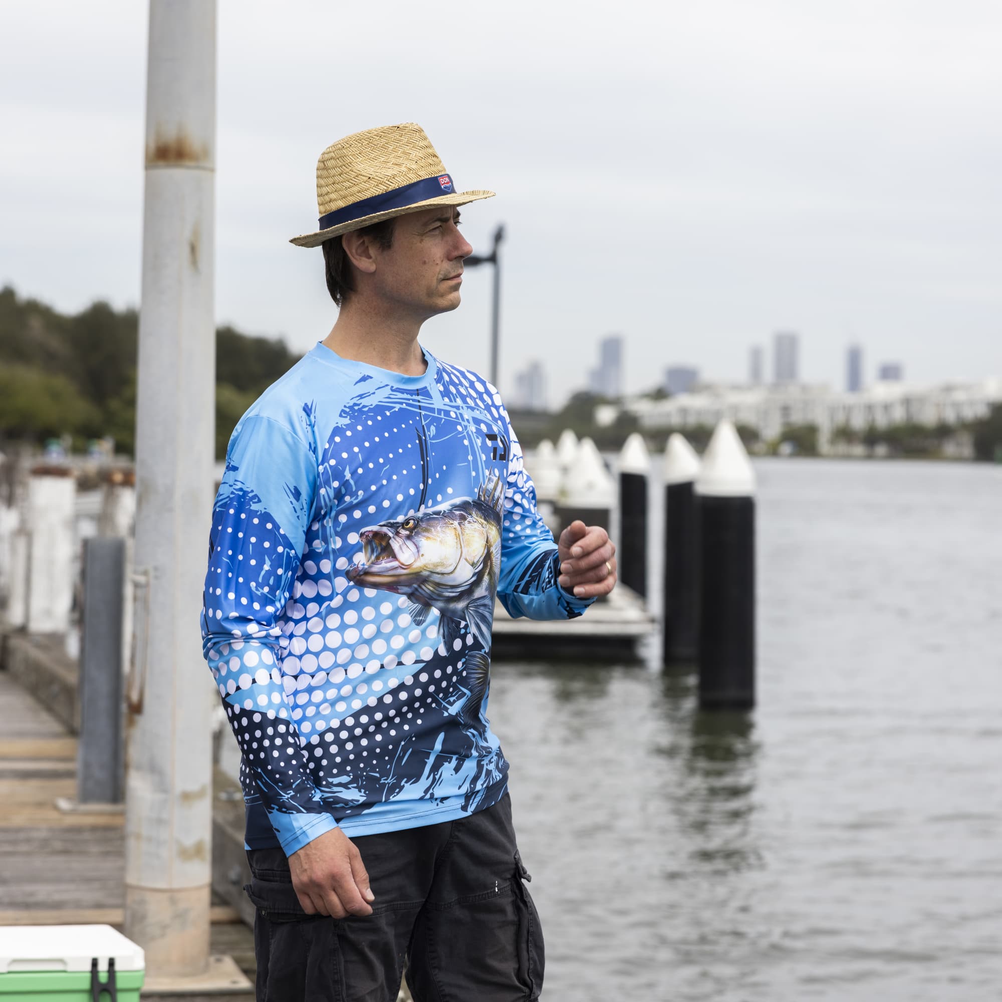 Men's Long Sleeve Polyester Sublimated Crew Neck Fishing Tee