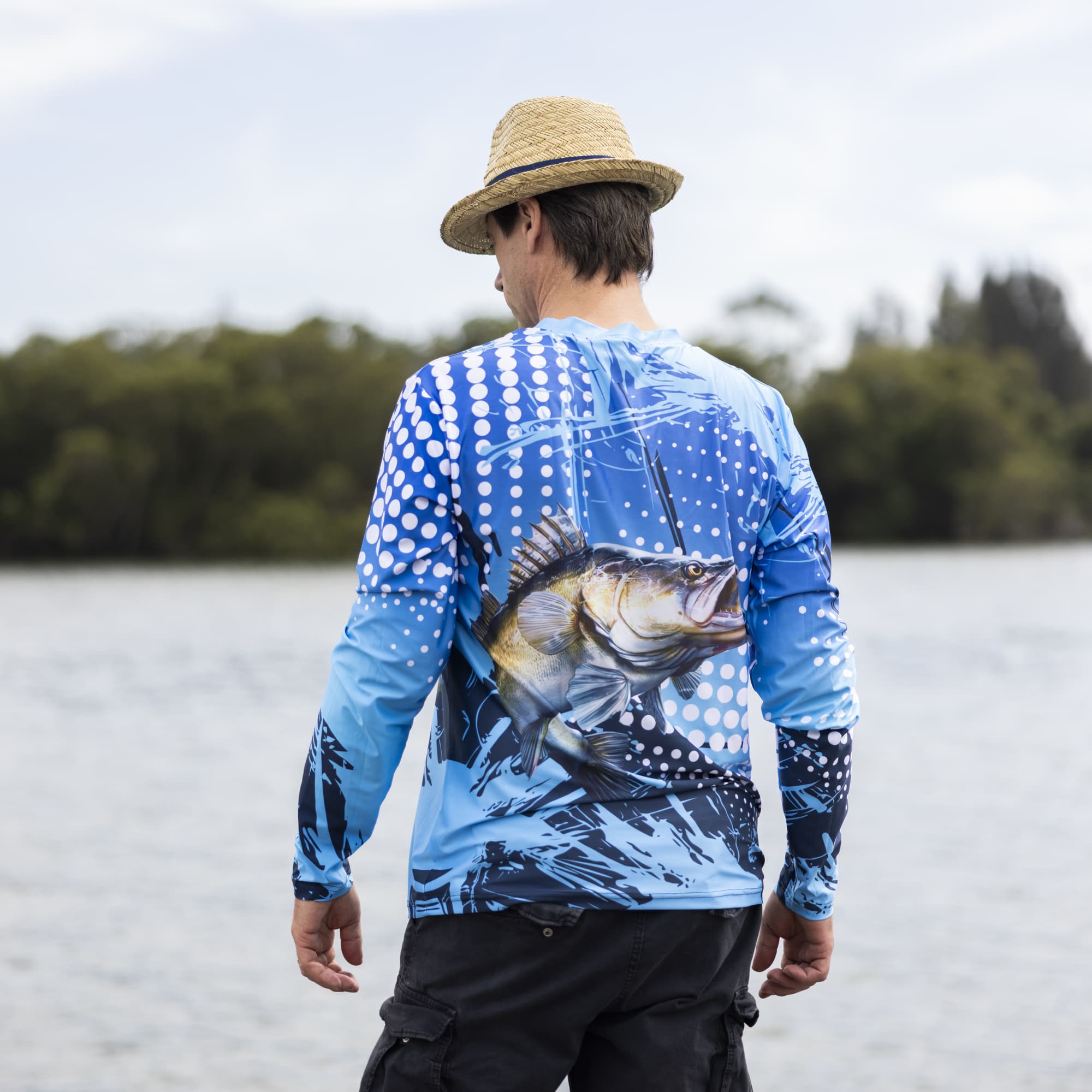 Men's Long Sleeve Polyester Sublimated Crew Neck Fishing Tee