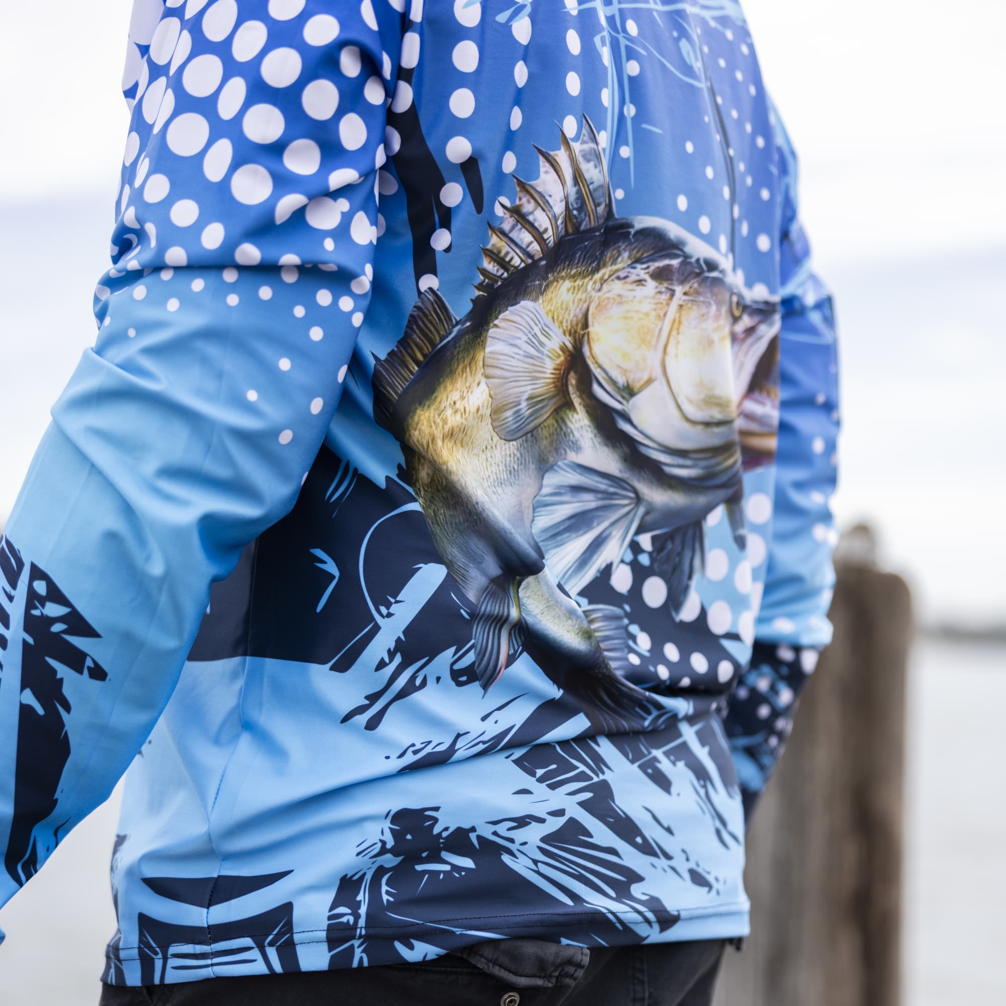 Men's Long Sleeve Polyester Sublimated Crew Neck Fishing Tee