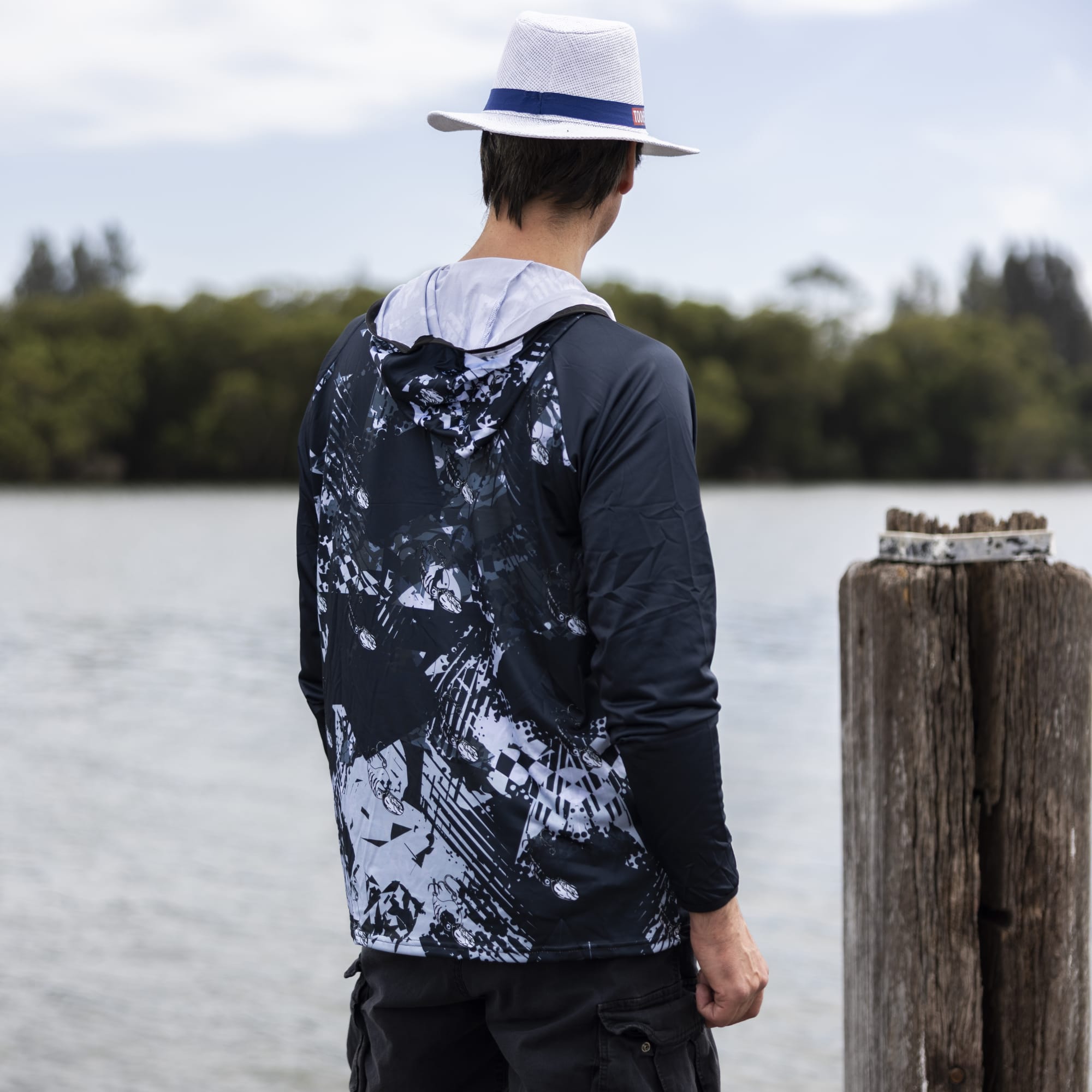 Men's Polyester Sublimated 1/4 Zip Fishing Hoodie