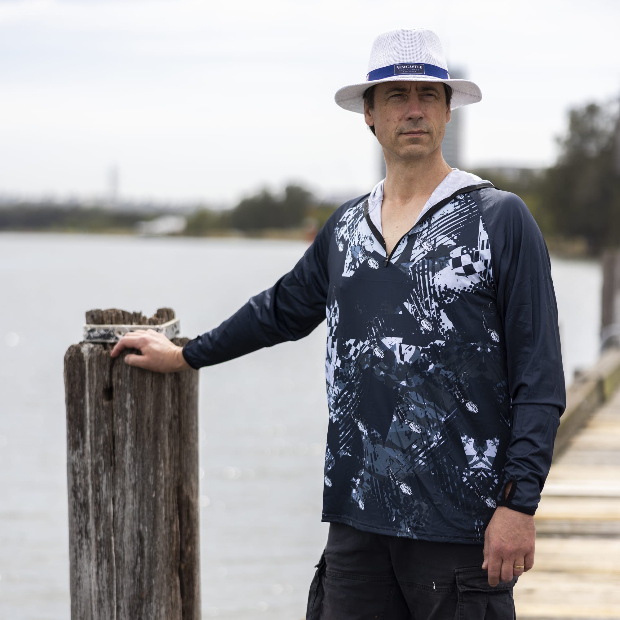 Men's Polyester Sublimated 1/4 Zip Fishing Hoodie