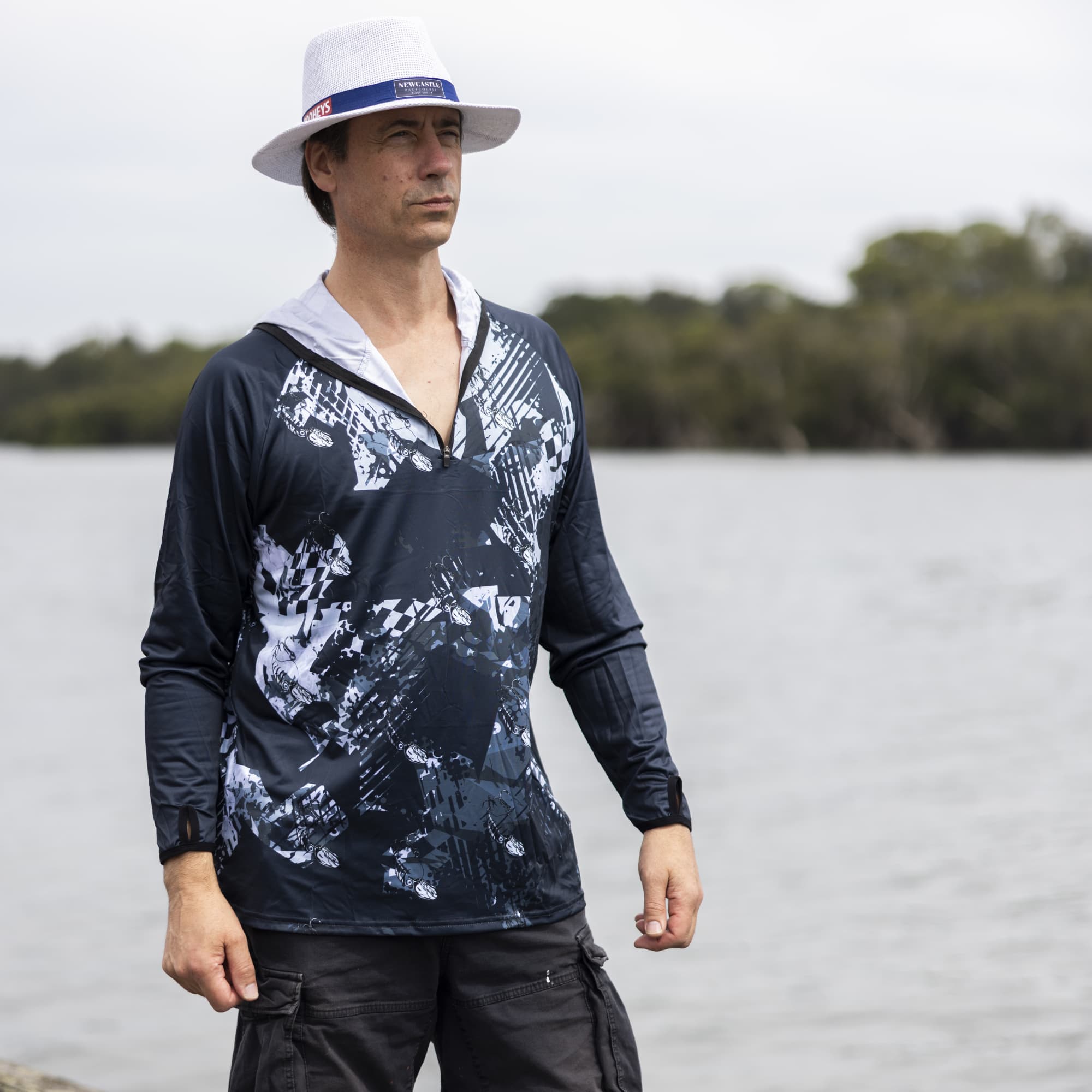 Men's Polyester Sublimated 1/4 Zip Fishing Hoodie