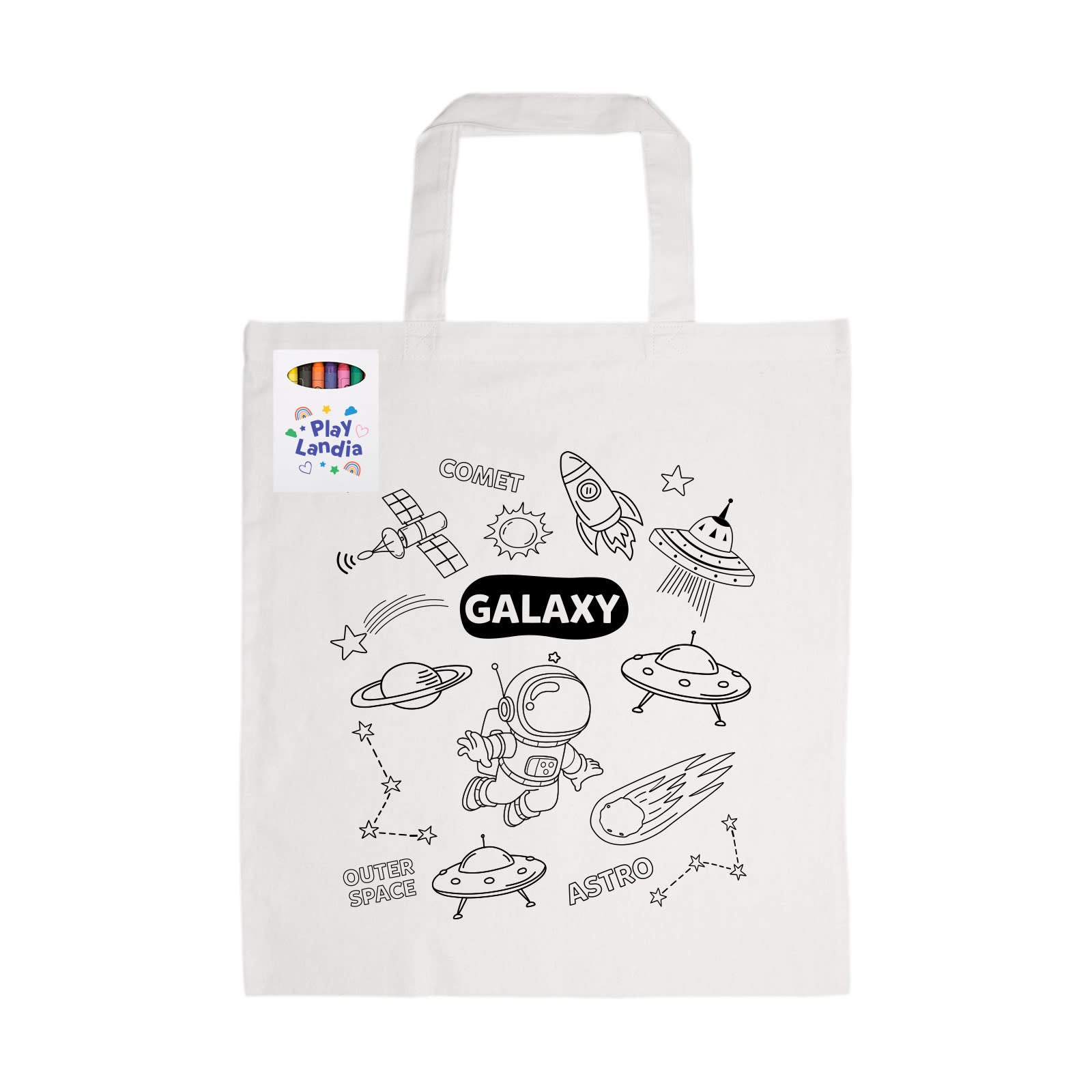 Colouring Short Handle Cotton Bag & Crayons