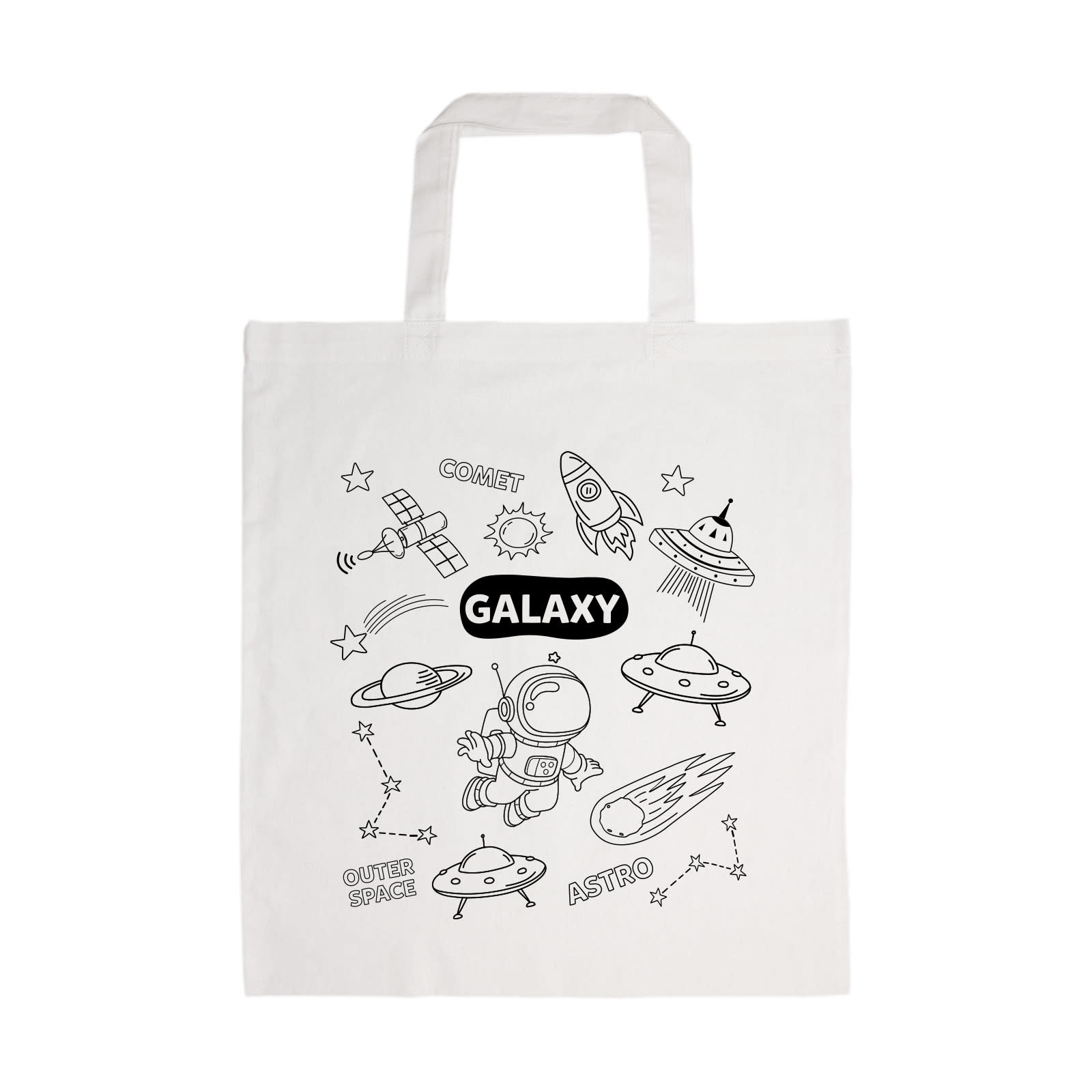 Colouring Short Handle Cotton Bag & Crayons