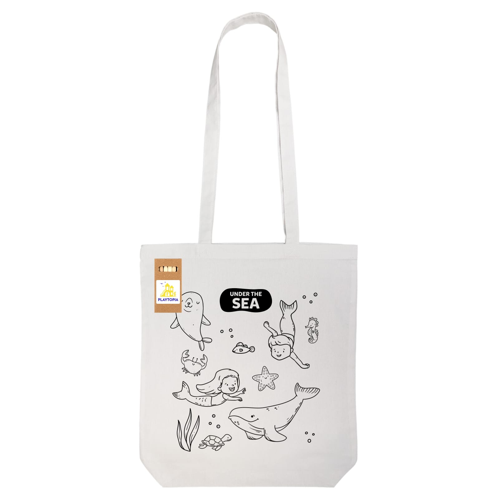 Colouring Long Handle Cotton Bag & Pencils
