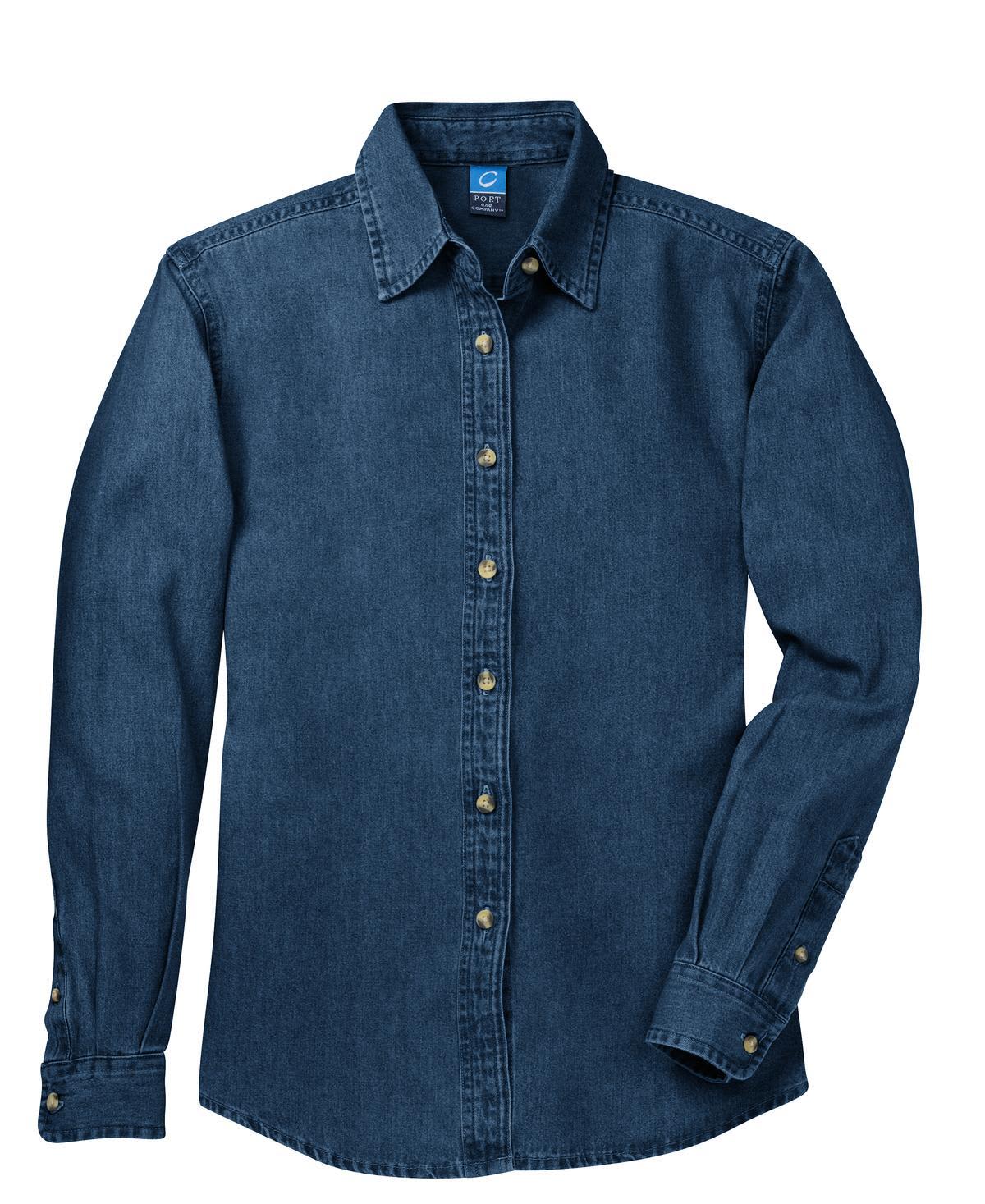 Port & Company - Ladies Long Sleeve Value Denim Shirt