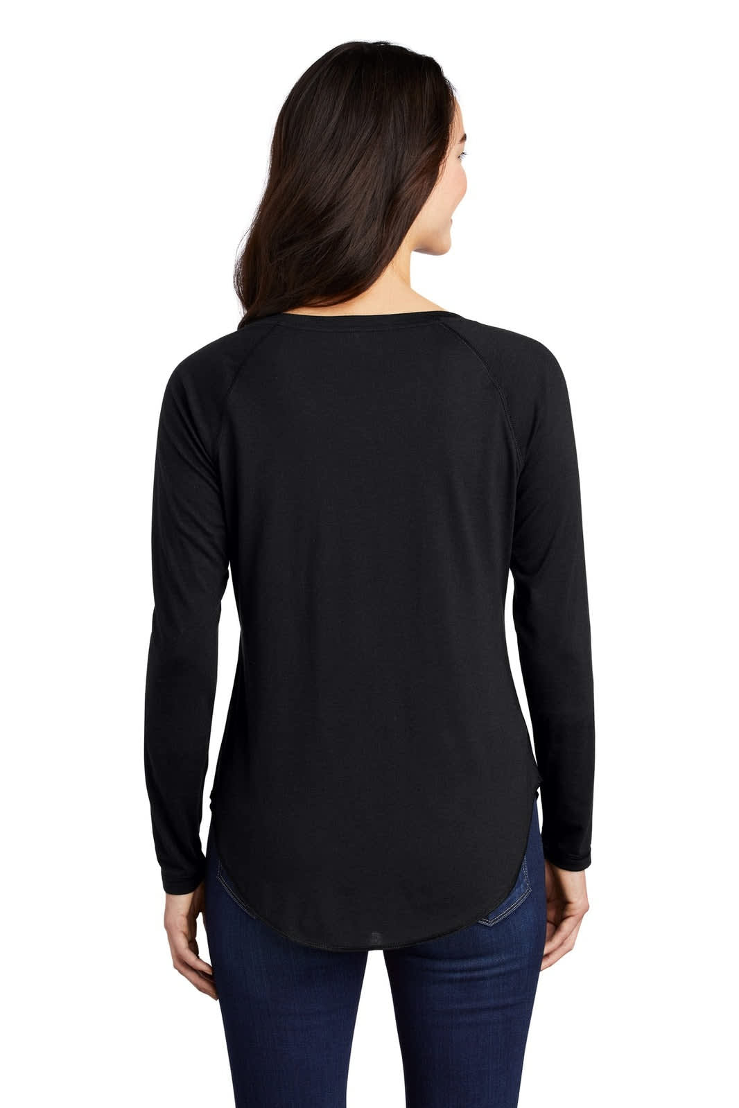 Sport-Tek Ladies PosiCharge Long Sleeve Tri-Blend Wicking Scoop Neck Raglan Tee
