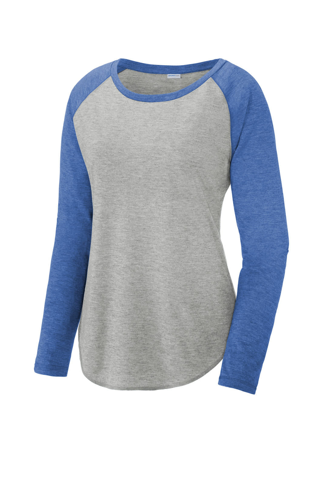 Sport-Tek Ladies PosiCharge Long Sleeve Tri-Blend Wicking Scoop Neck Raglan Tee