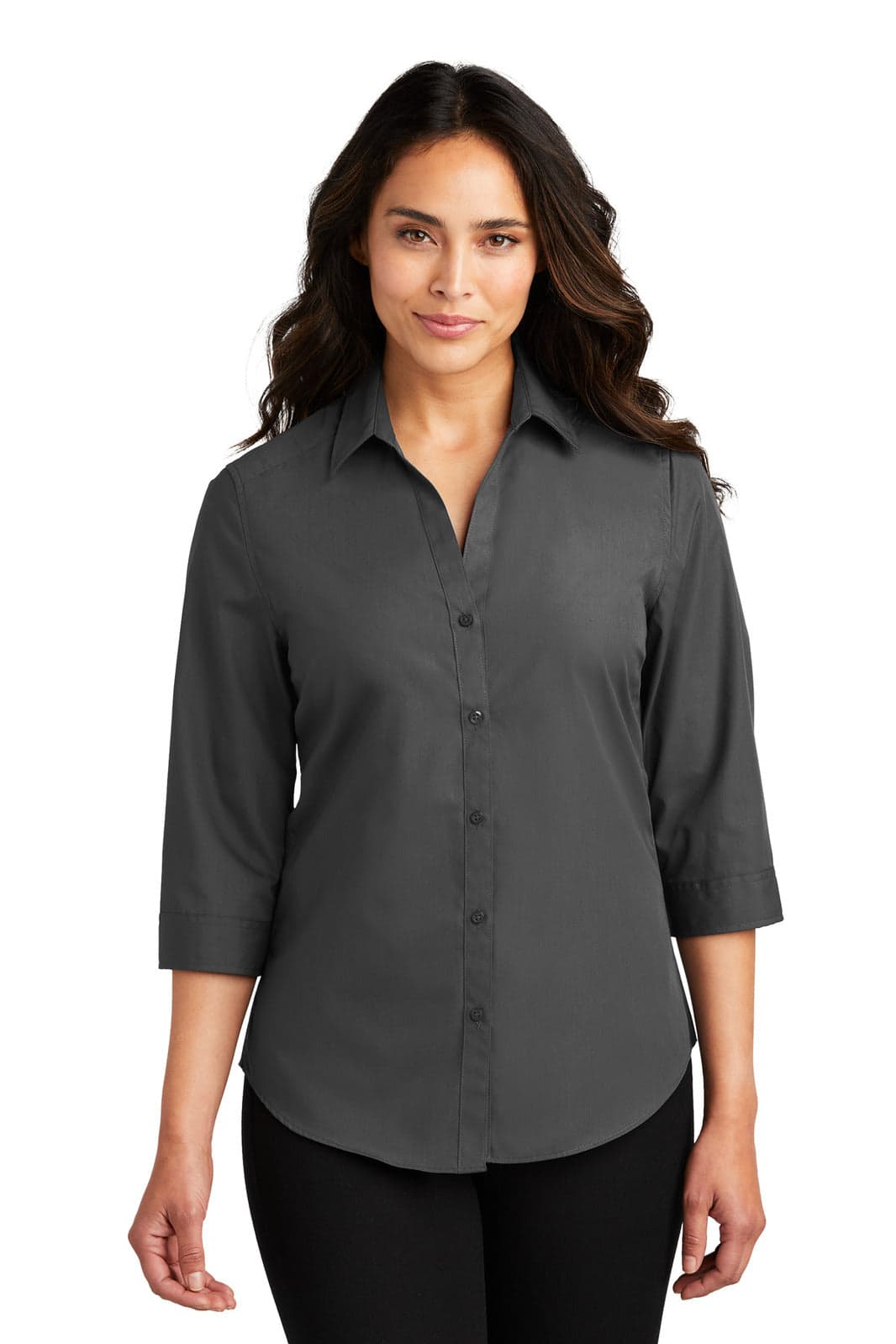Port Authority Ladies 3/4-Sleeve Carefree Poplin Shirt