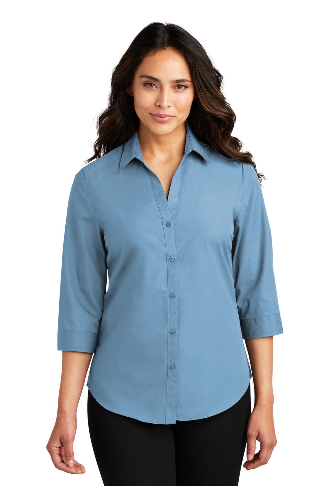 Port Authority Ladies 3/4-Sleeve Carefree Poplin Shirt