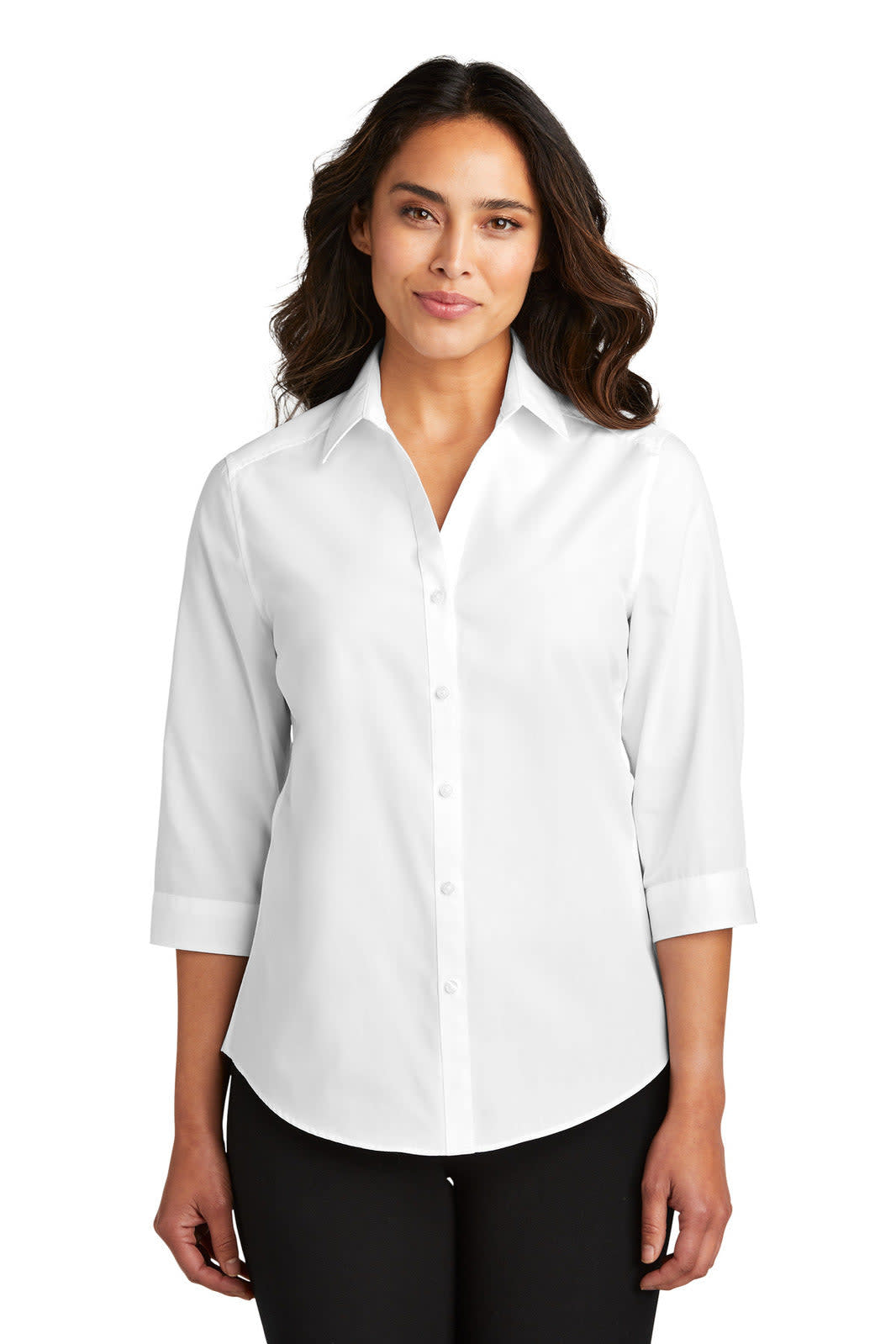 Port Authority Ladies 3/4-Sleeve Carefree Poplin Shirt