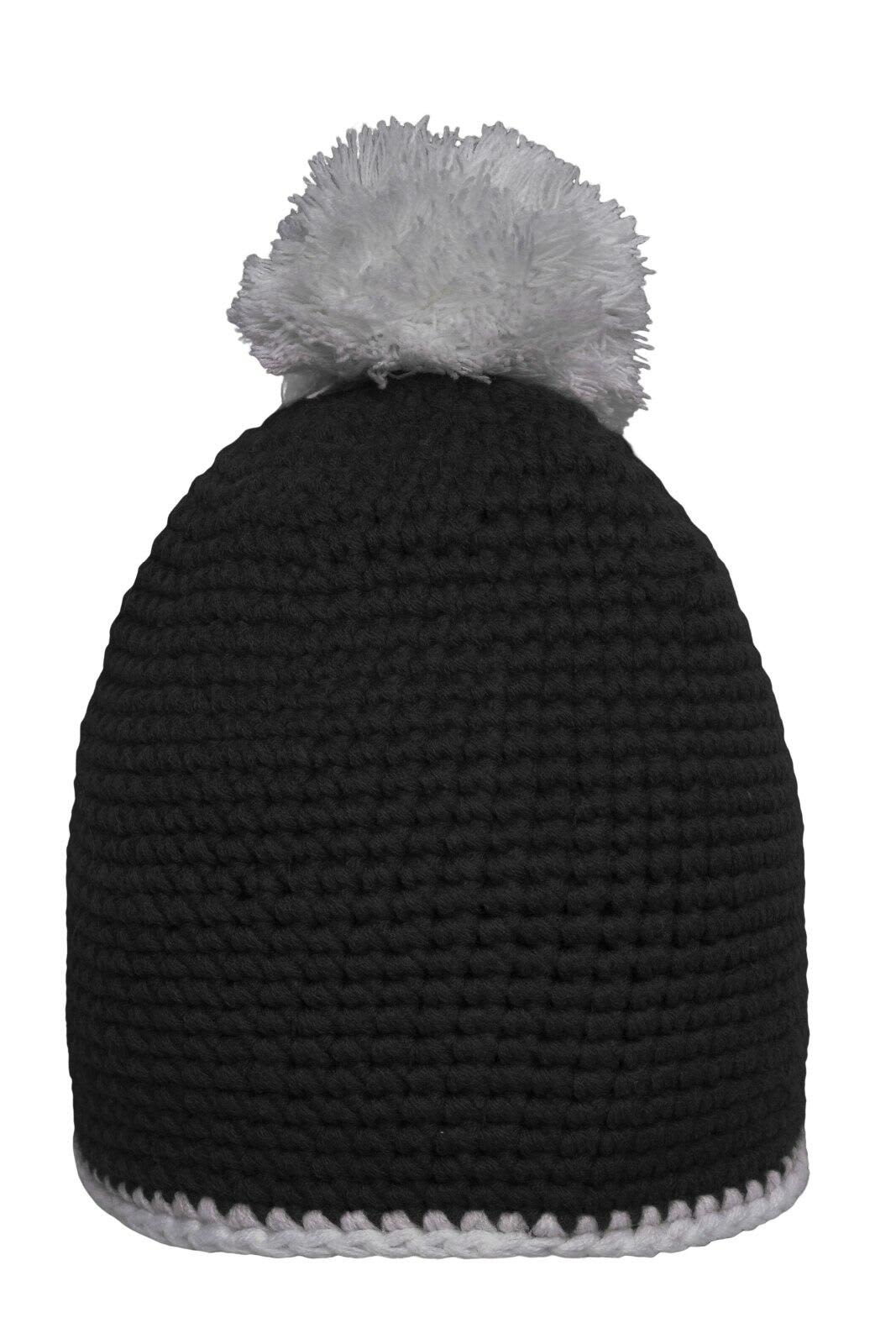 Pompon Hat w/ Contrast Stripe