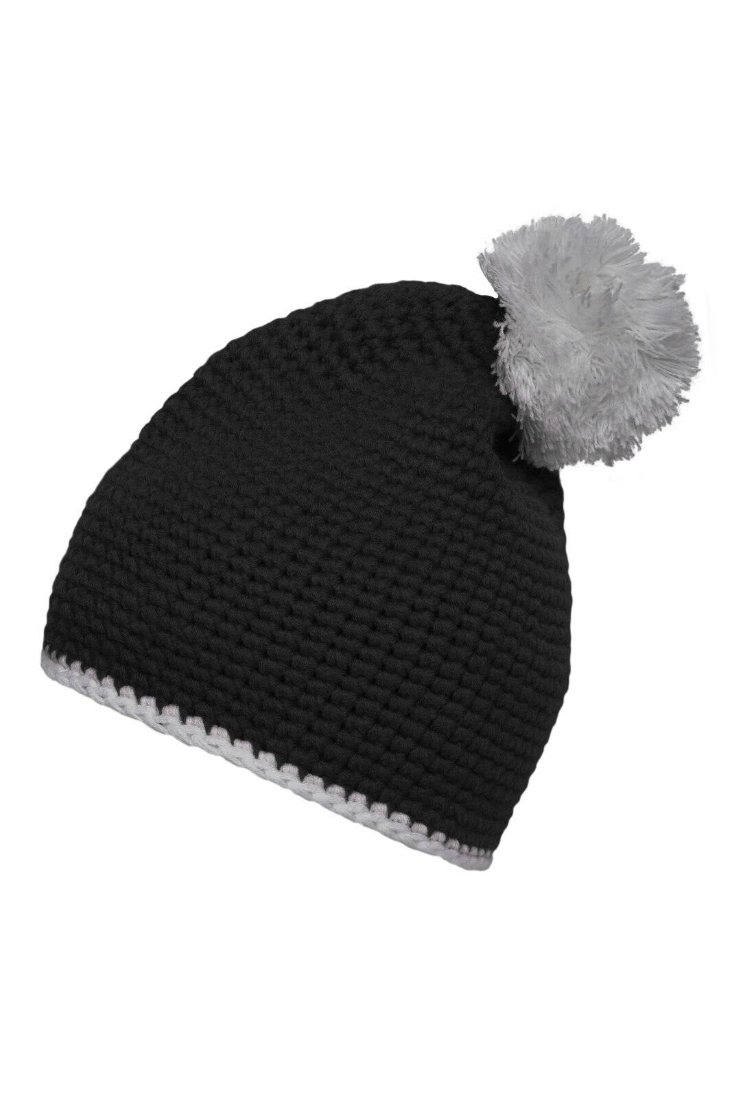 Pompon Hat w/ Contrast Stripe