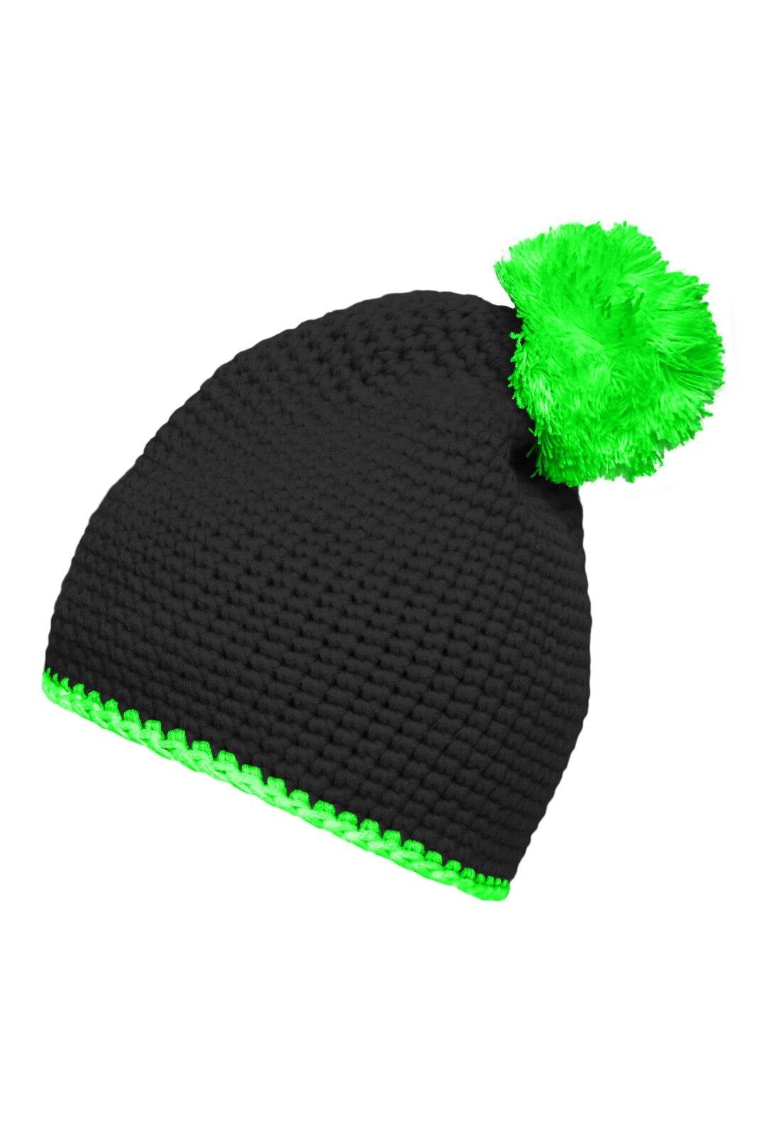 Pompon Hat w/ Contrast Stripe