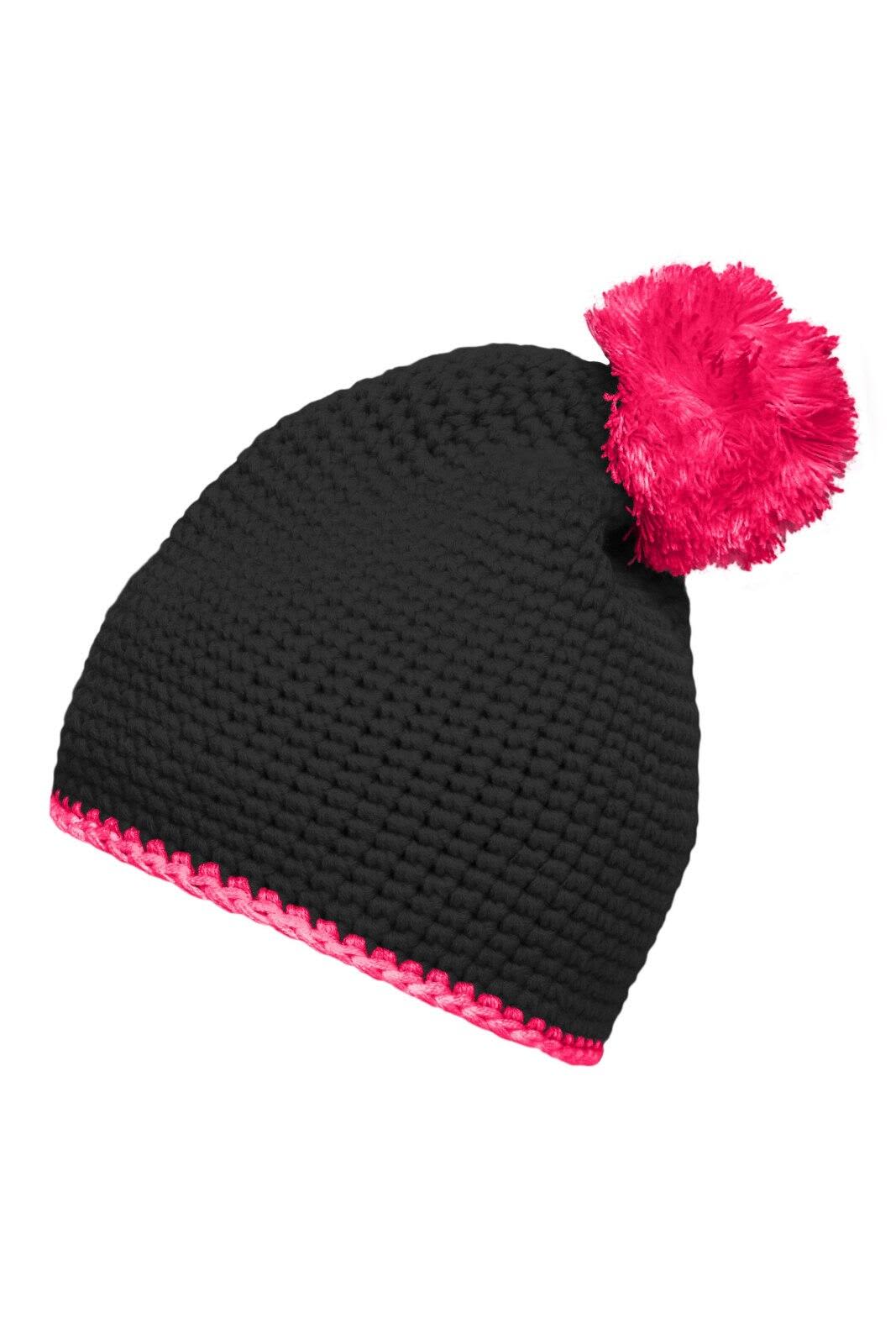 Pompon Hat w/ Contrast Stripe