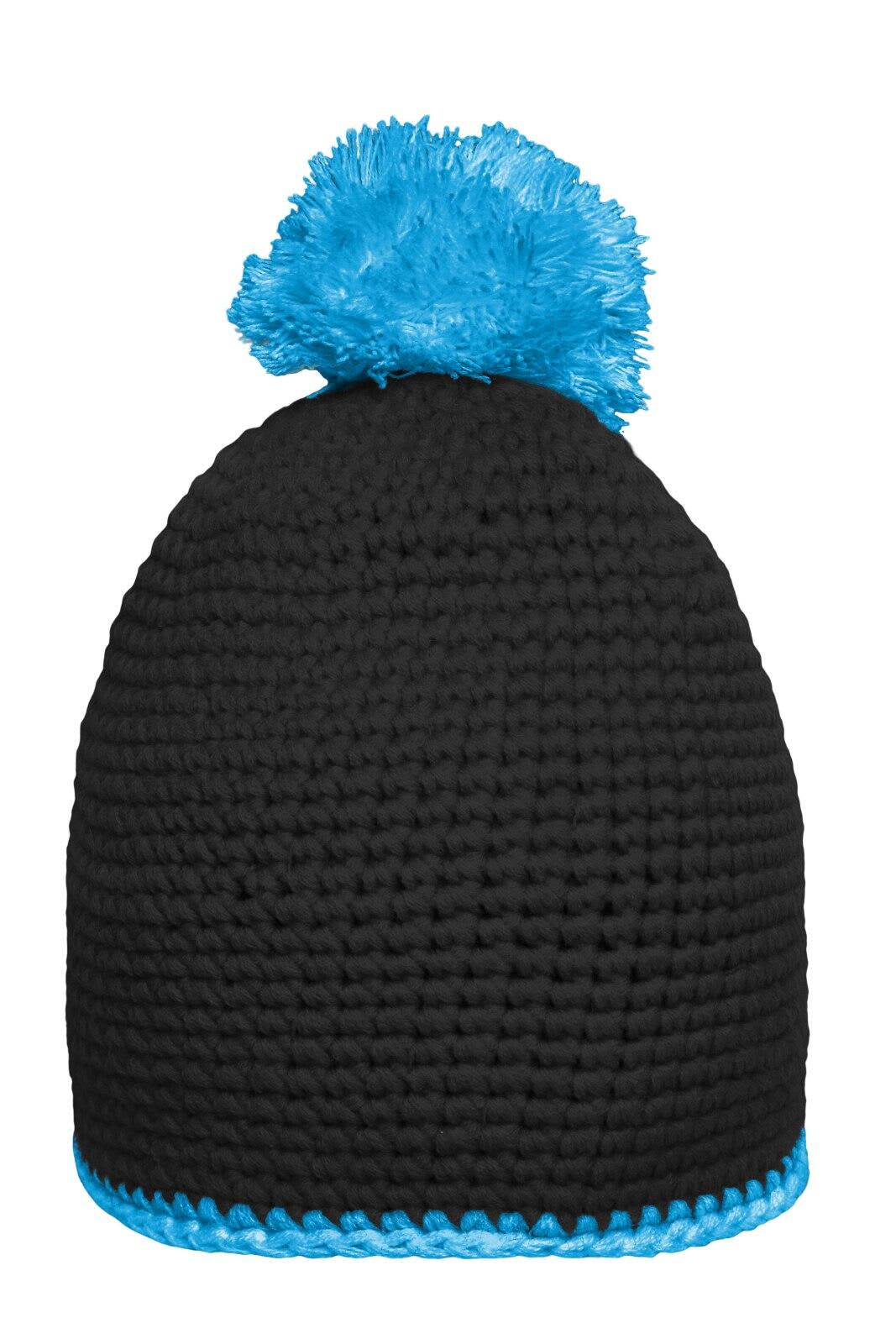 Pompon Hat w/ Contrast Stripe