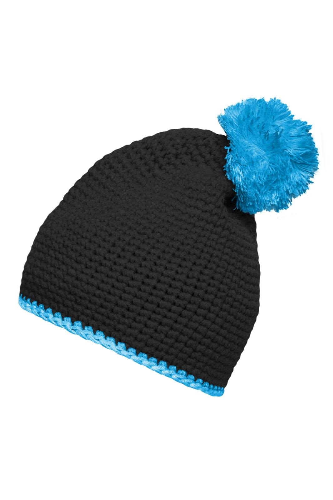 Pompon Hat w/ Contrast Stripe