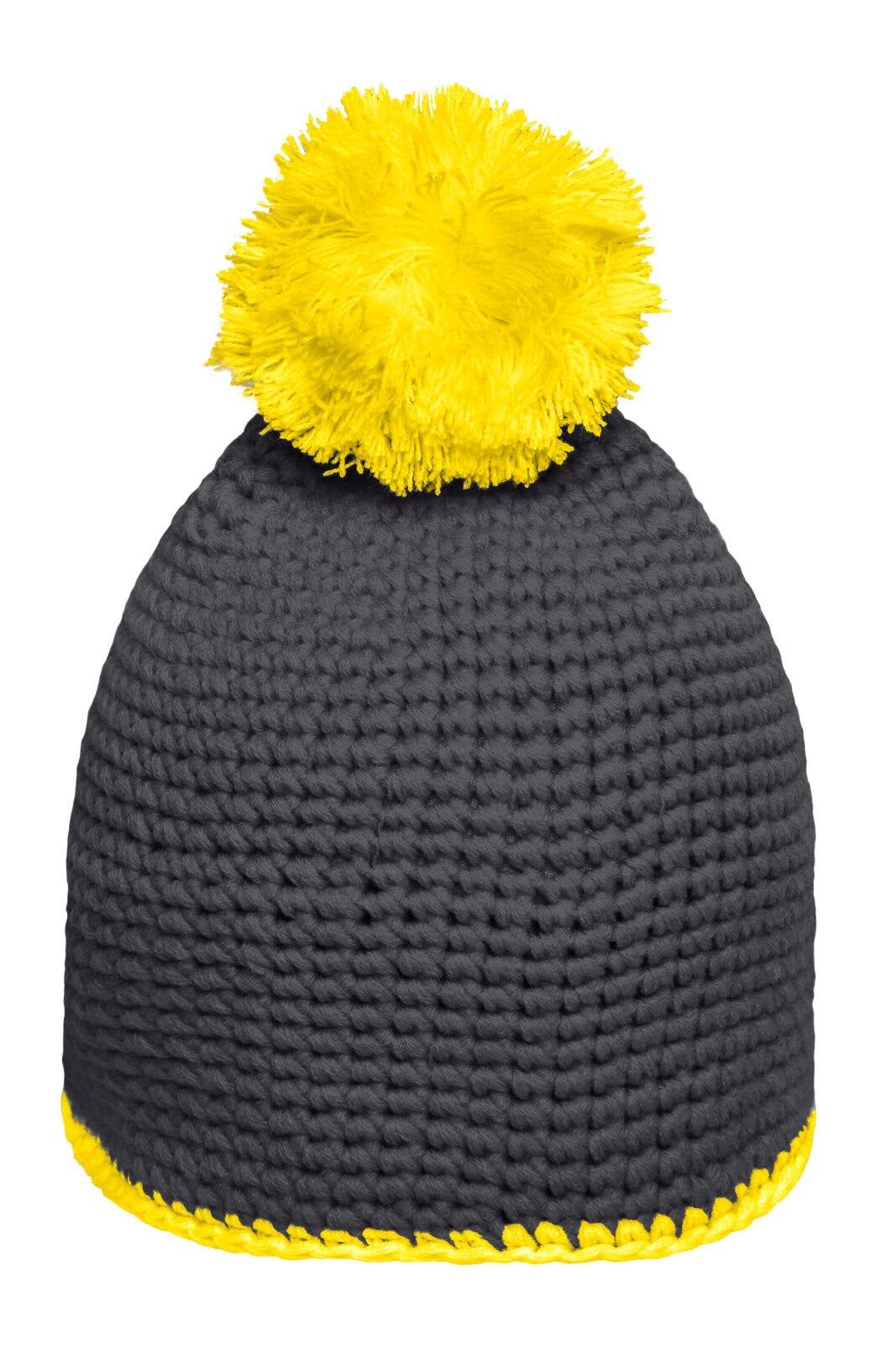 Pompon Hat w/ Contrast Stripe