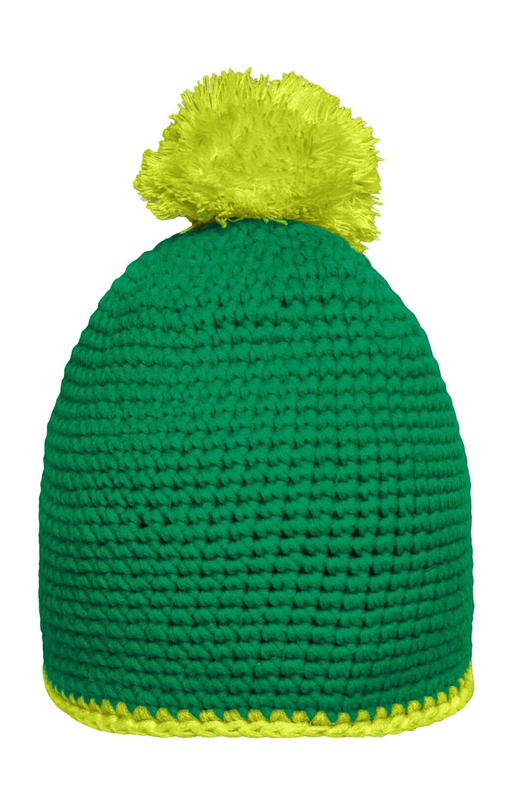 Pompon Hat w/ Contrast Stripe