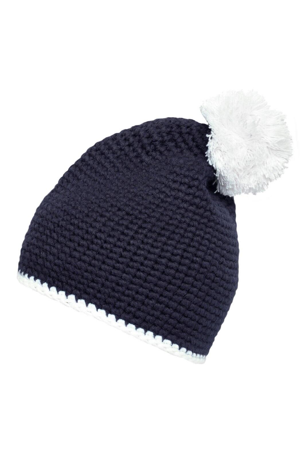 Pompon Hat w/ Contrast Stripe