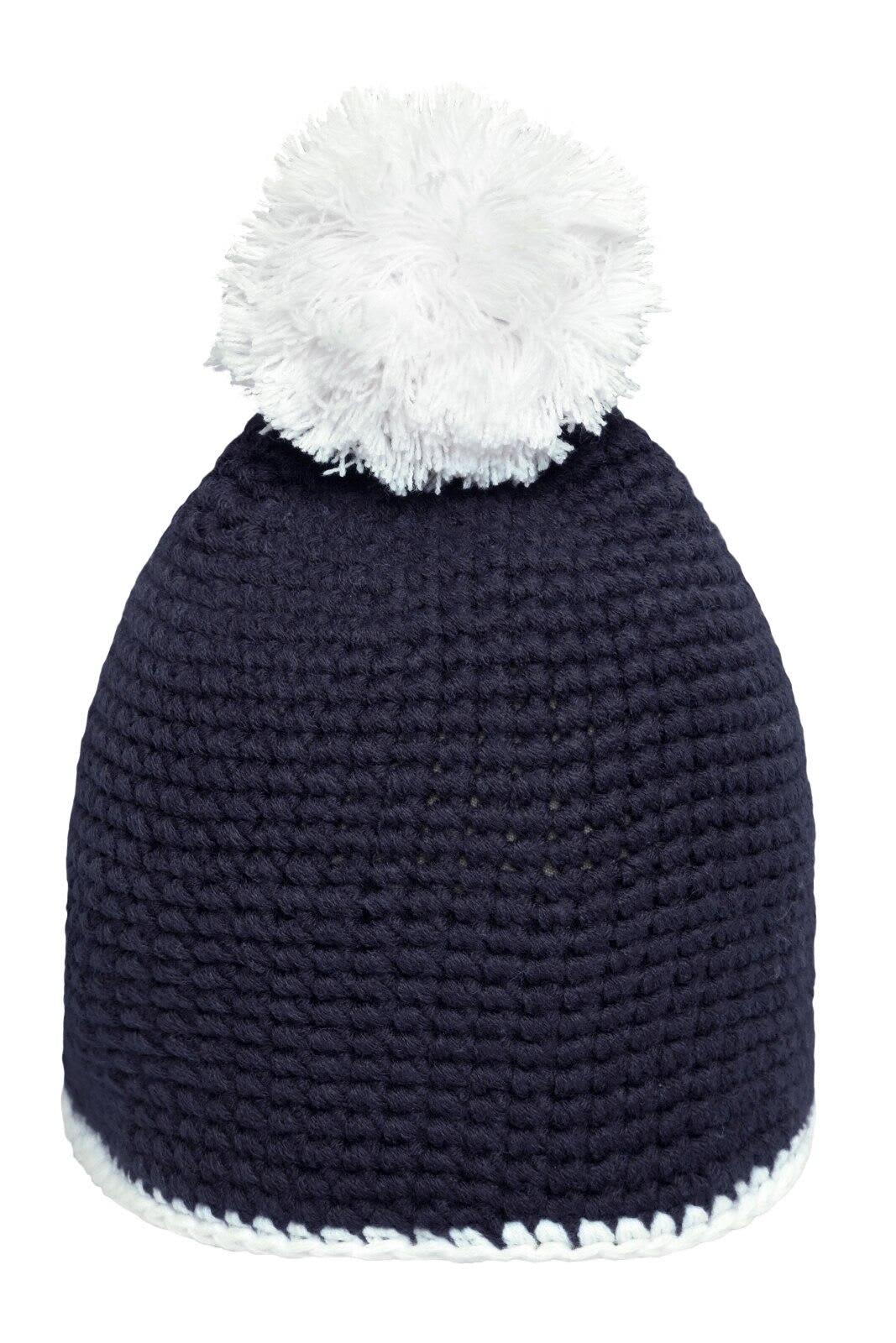 Pompon Hat w/ Contrast Stripe