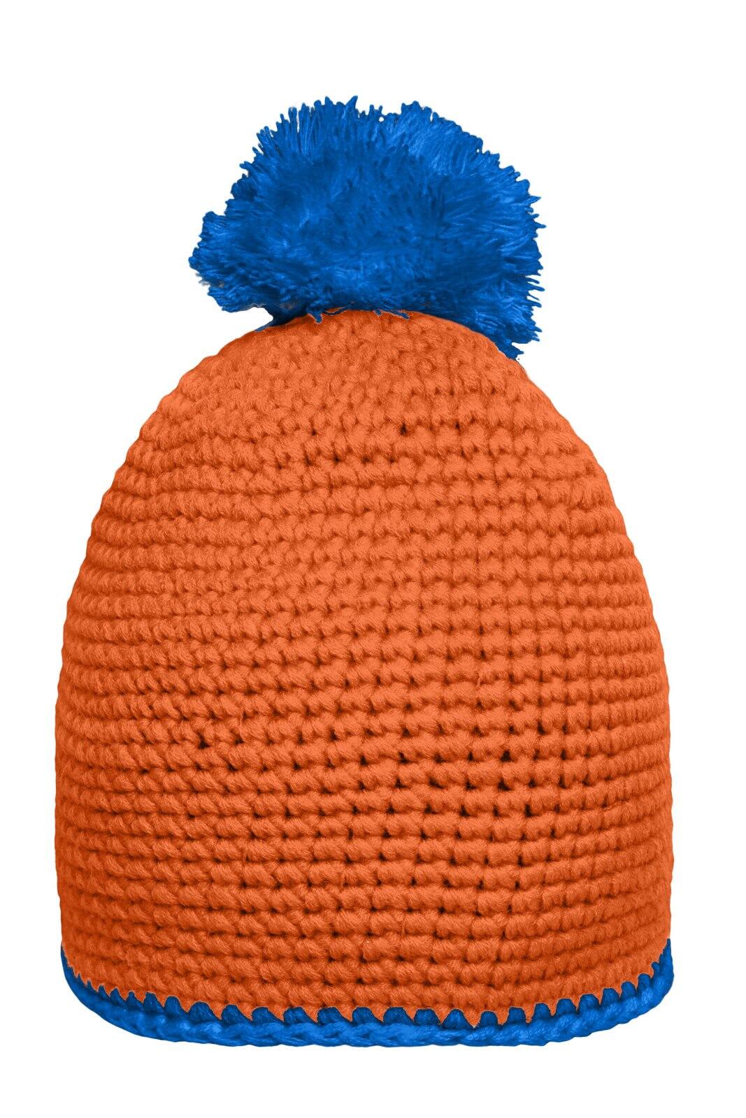Pompon Hat w/ Contrast Stripe