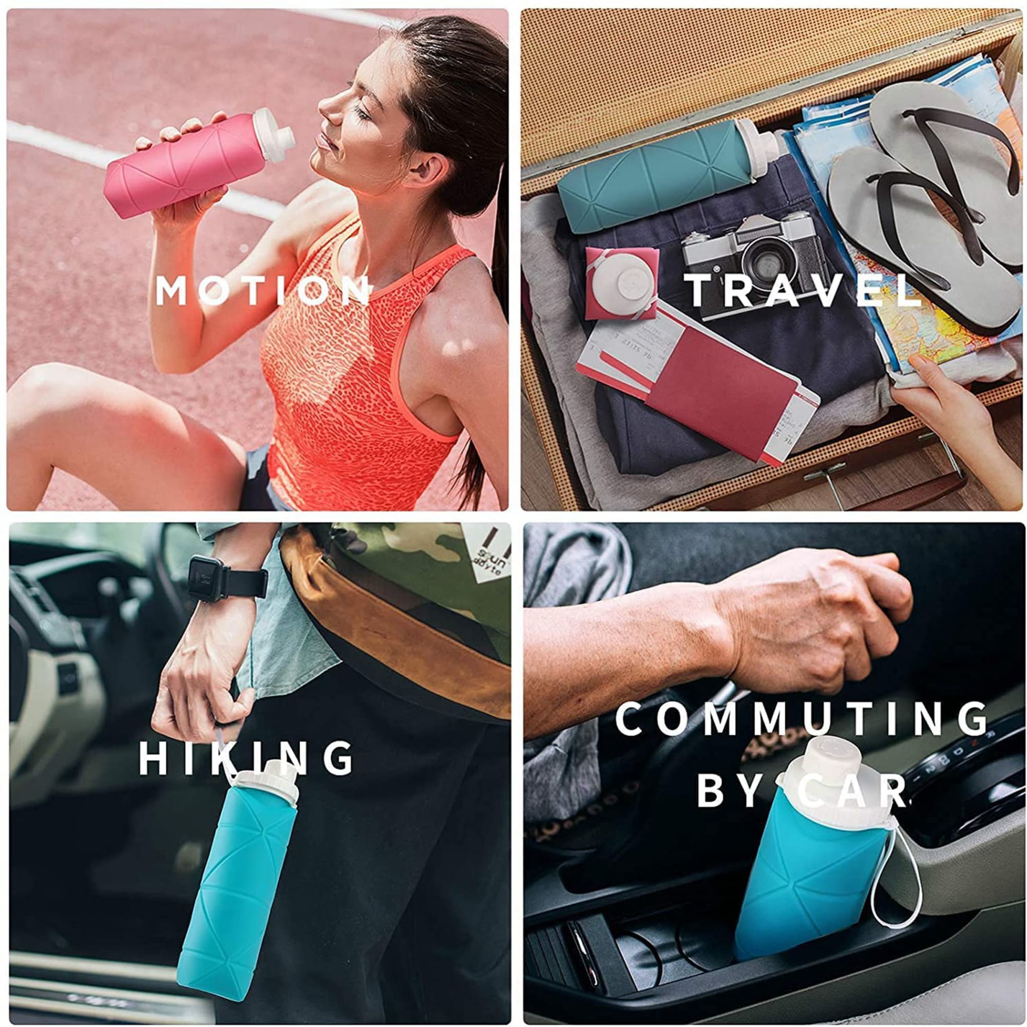 BPA Free Siliconce Leak-proof Reusable Travel Water Bottle
