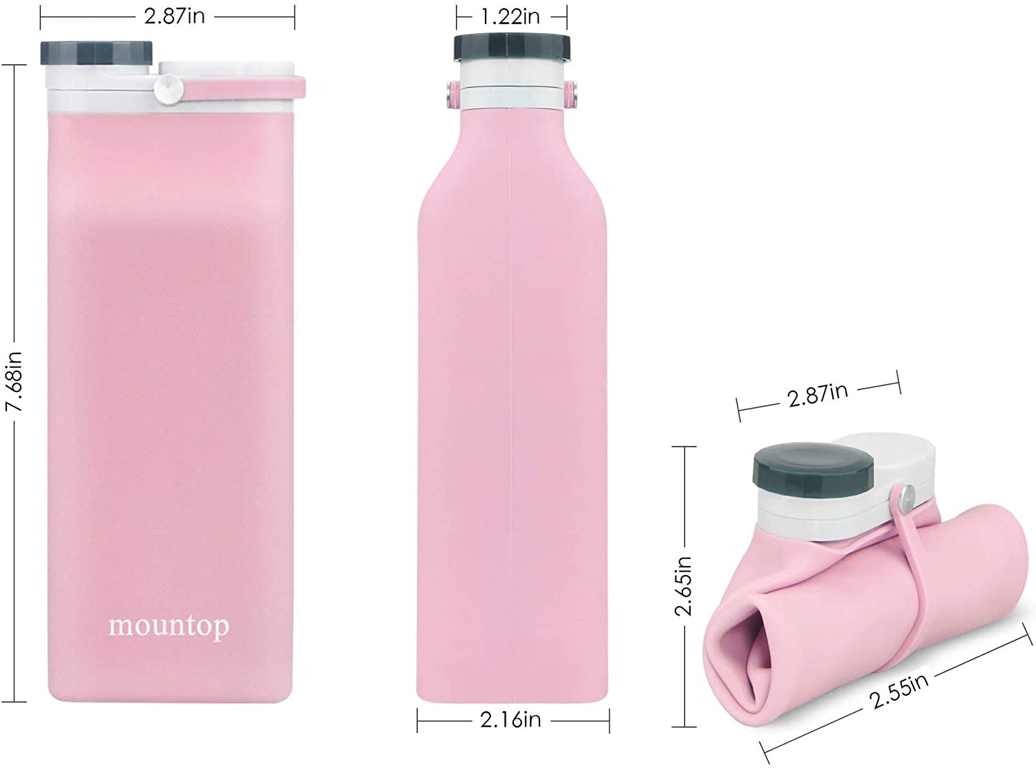 Portable Food Grade Silicone Foldable Travel Reusable Leak Proof Water Bottles