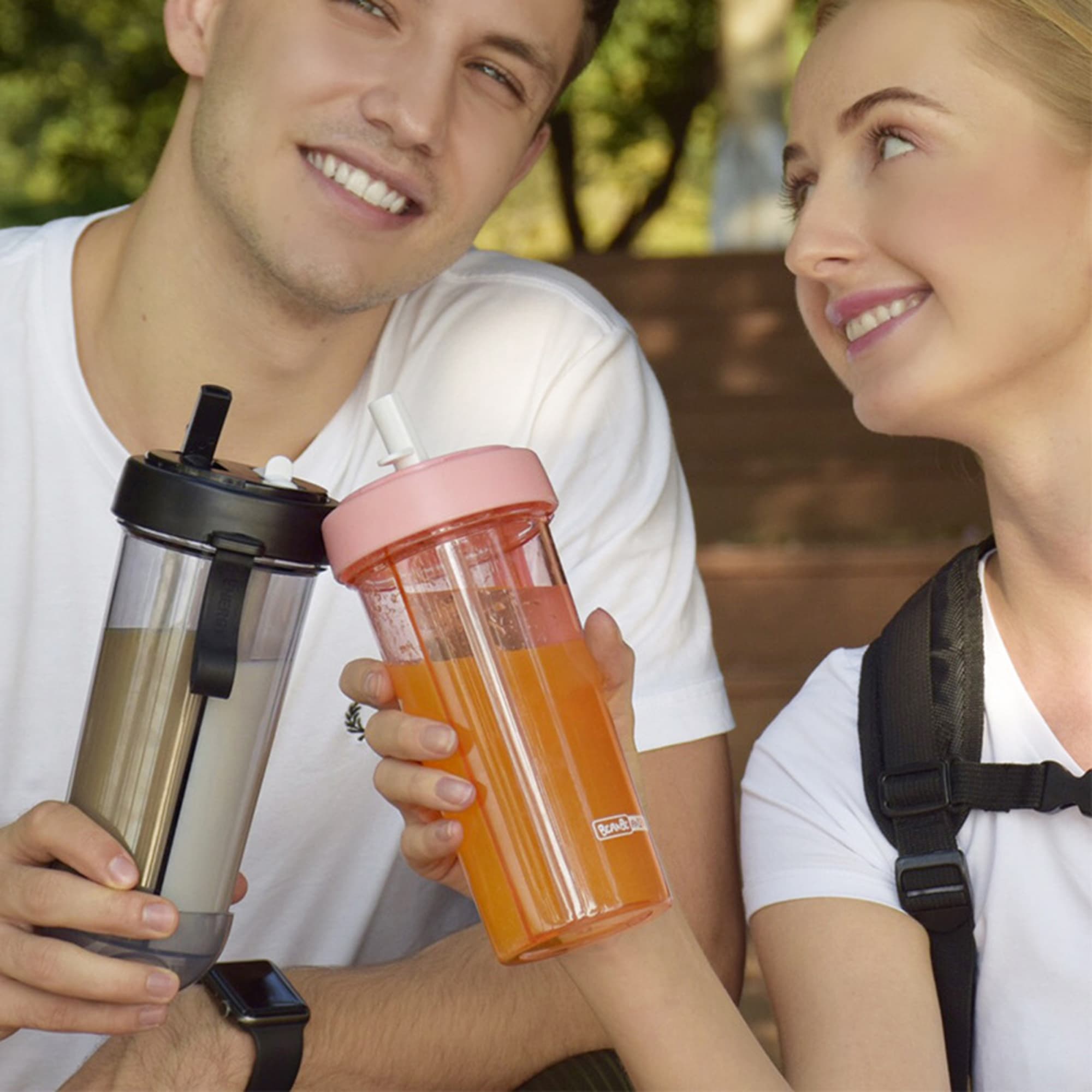 14 oz. Compartmentalised Double Drinking Straw Mug