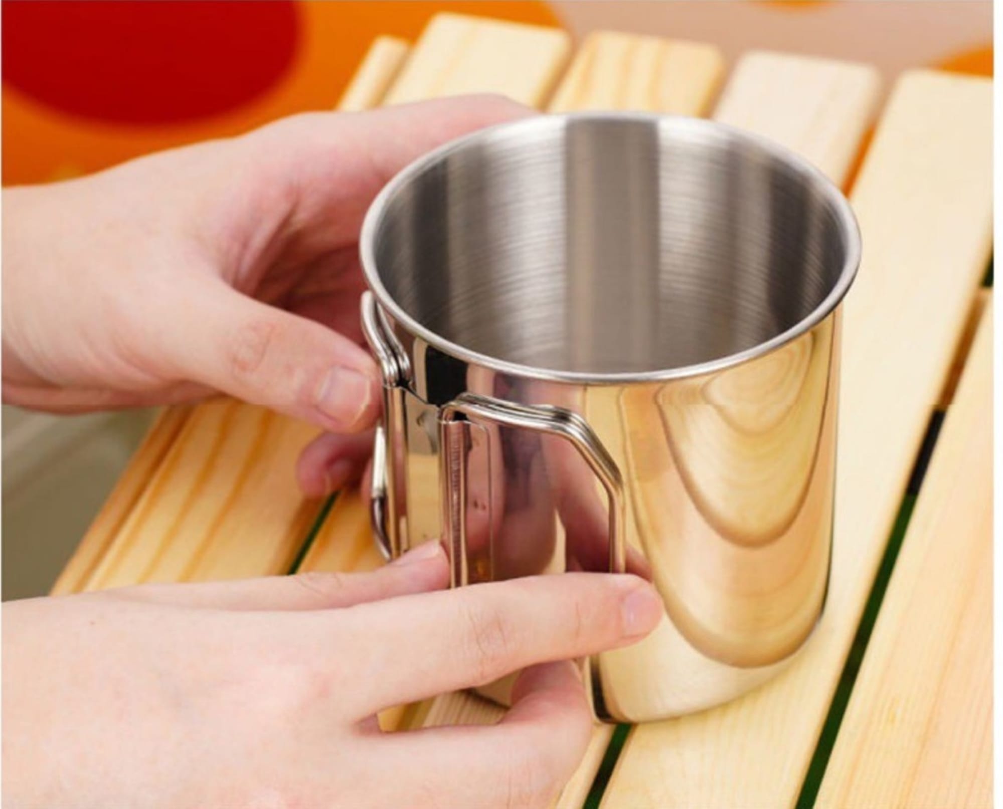 Folding Handle Stainless Steel Camping Mug