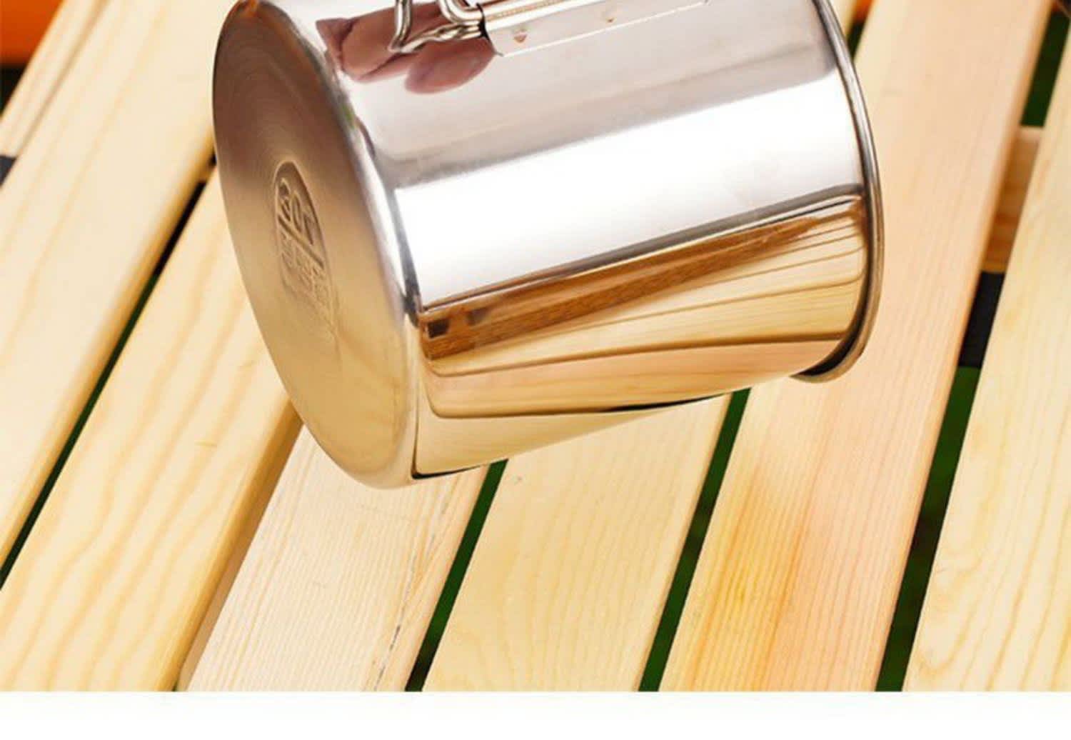Folding Handle Stainless Steel Camping Mug