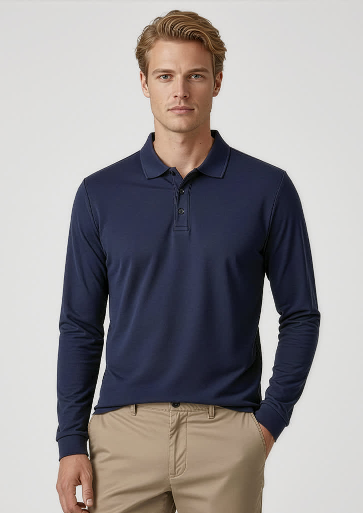Mens Action Long Sleeve Polo
