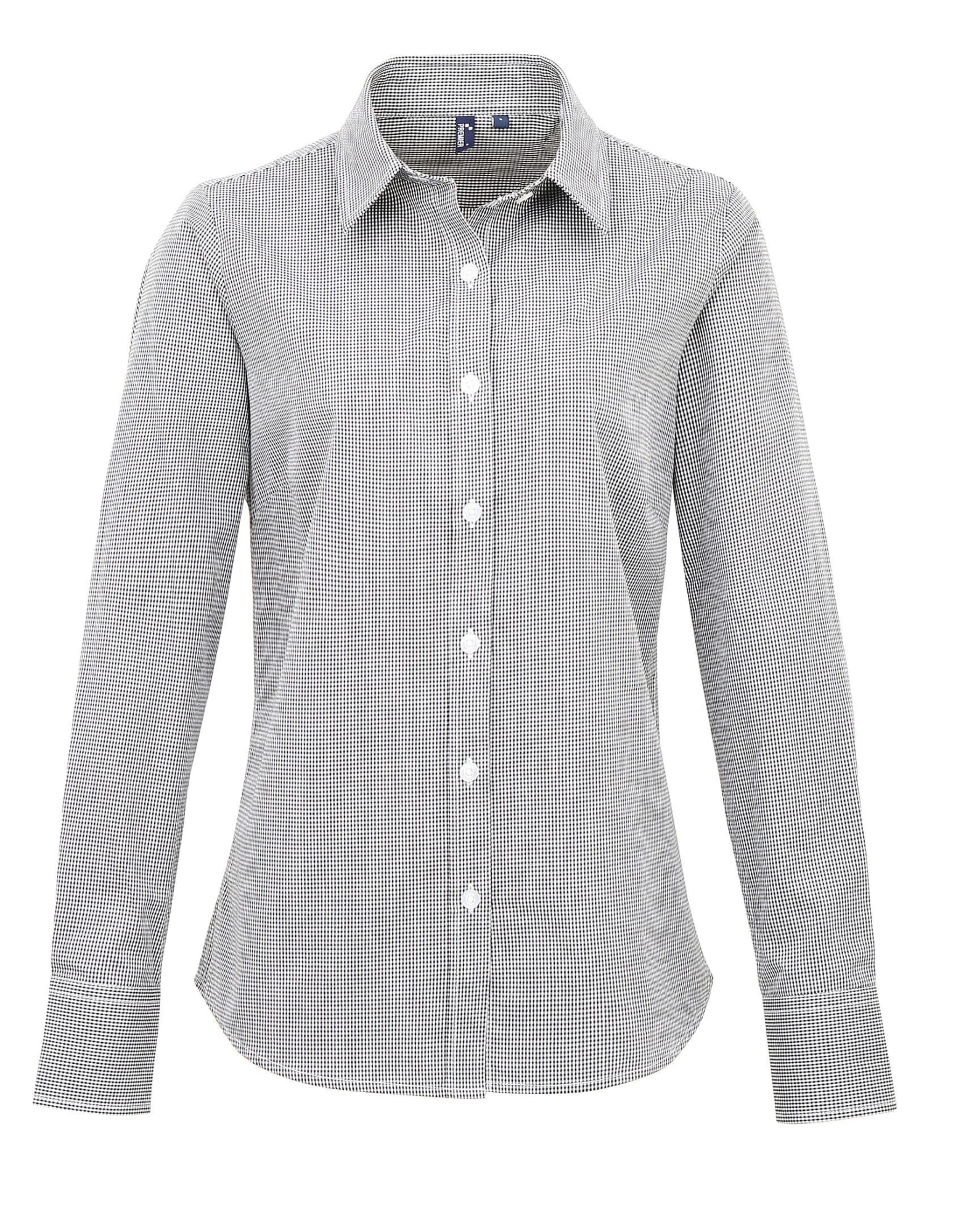 Womens Microcheck L-S Cotton Shirt