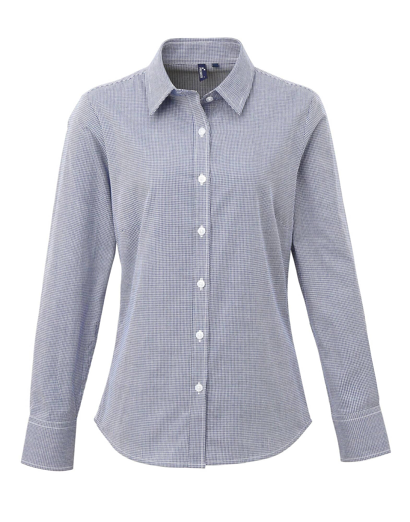 Womens Microcheck L-S Cotton Shirt