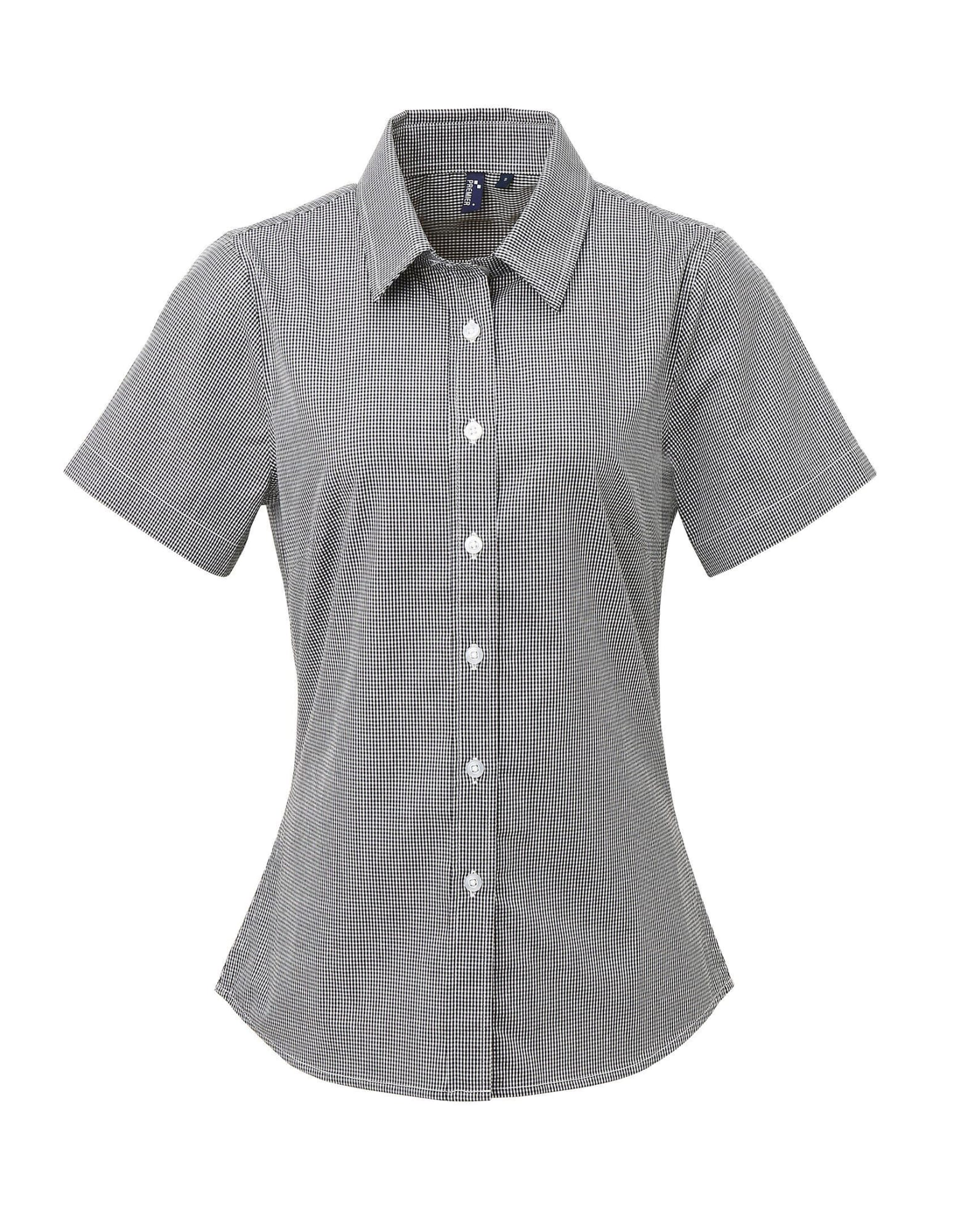 Womens Microcheck S-S Cotton Shirt