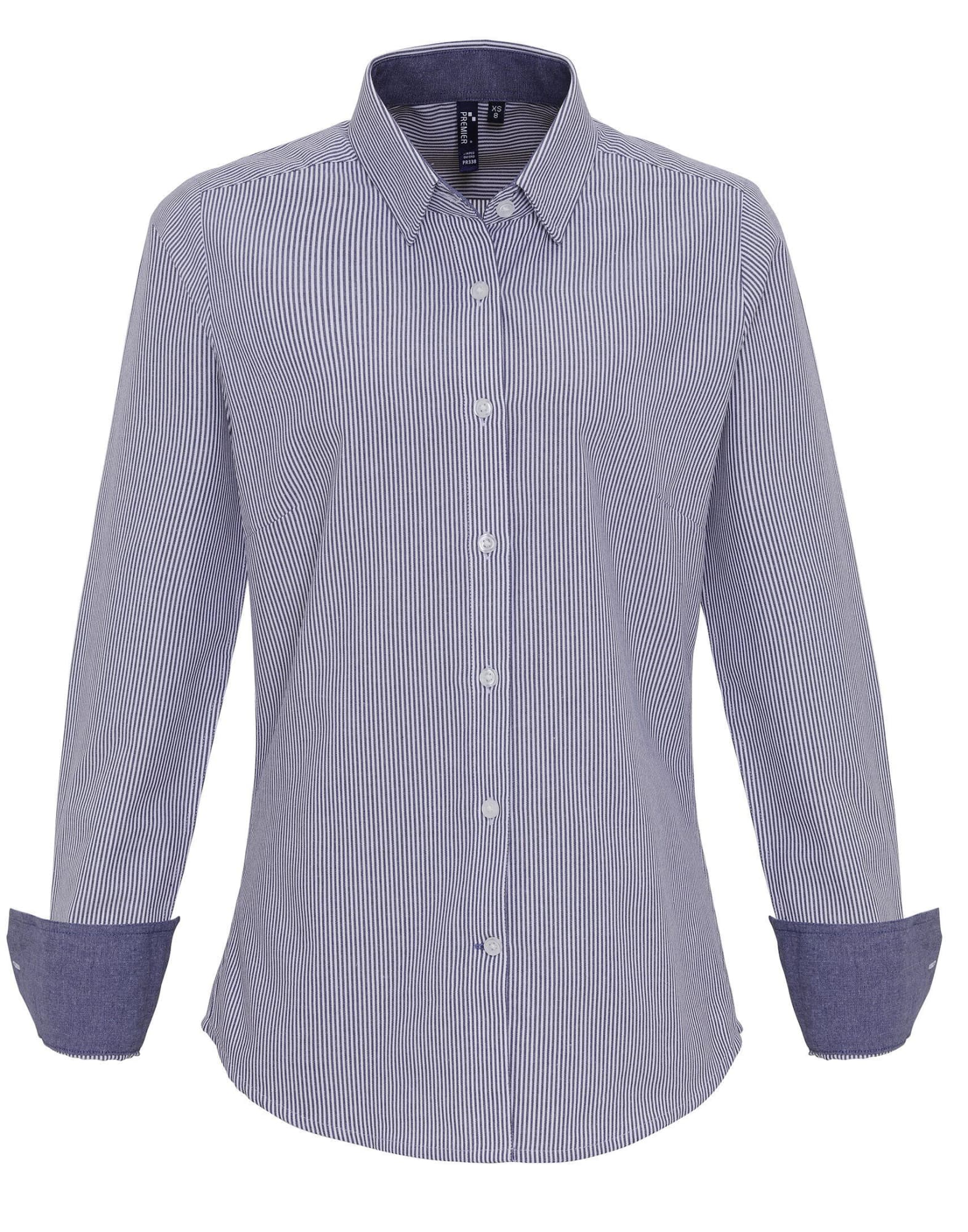 Womens Cotton-Rich Oxford Stripes Blouse