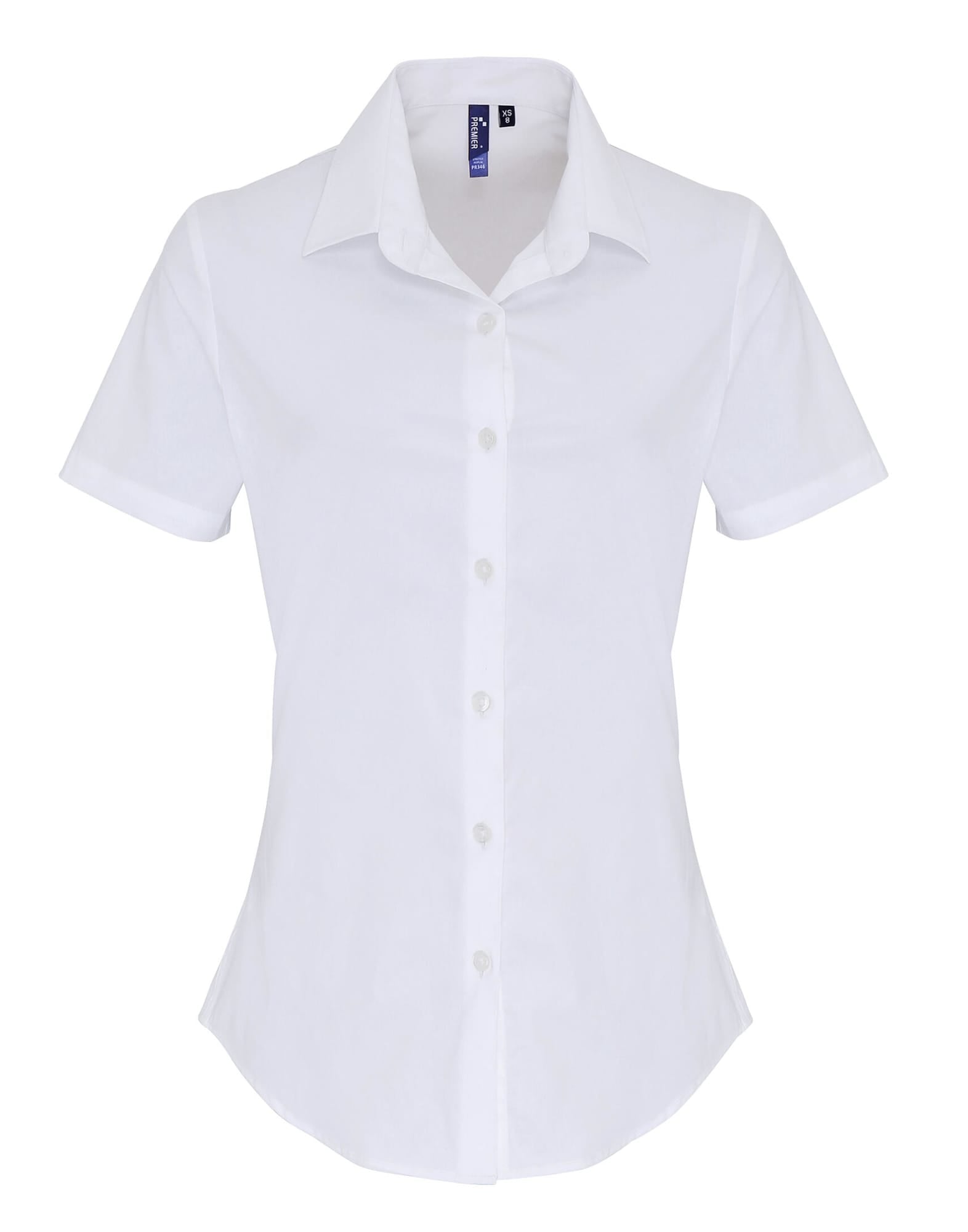 Womens Stretch Fit Cotton Poplin S-S Blouse