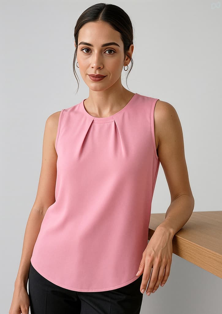 Womens Estelle Sleeveless Pleat Detail Blouse