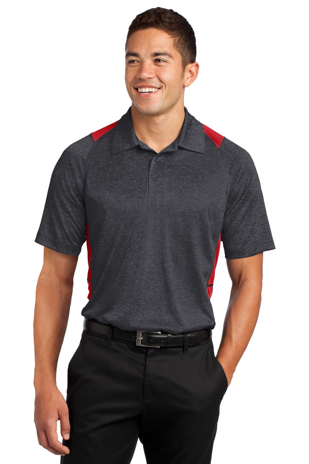 Sport-Tek Heather Colorblock Contender Polo