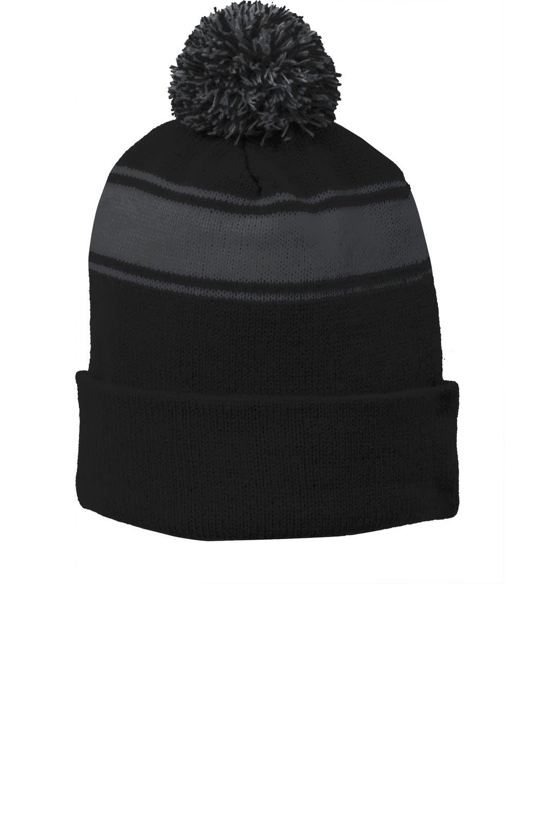 Sport-Tek Stripe Pom Pom Beanie