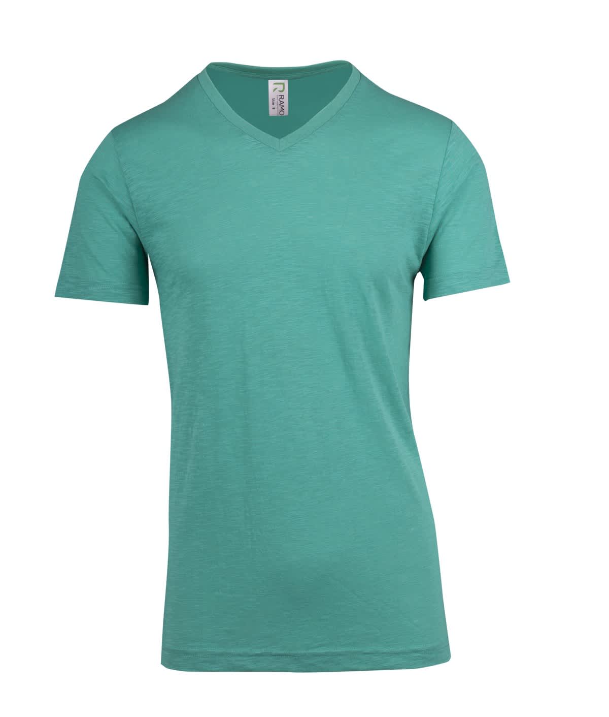 Men's / Unisex Raw Cotton Wave V Neck T-shirt
