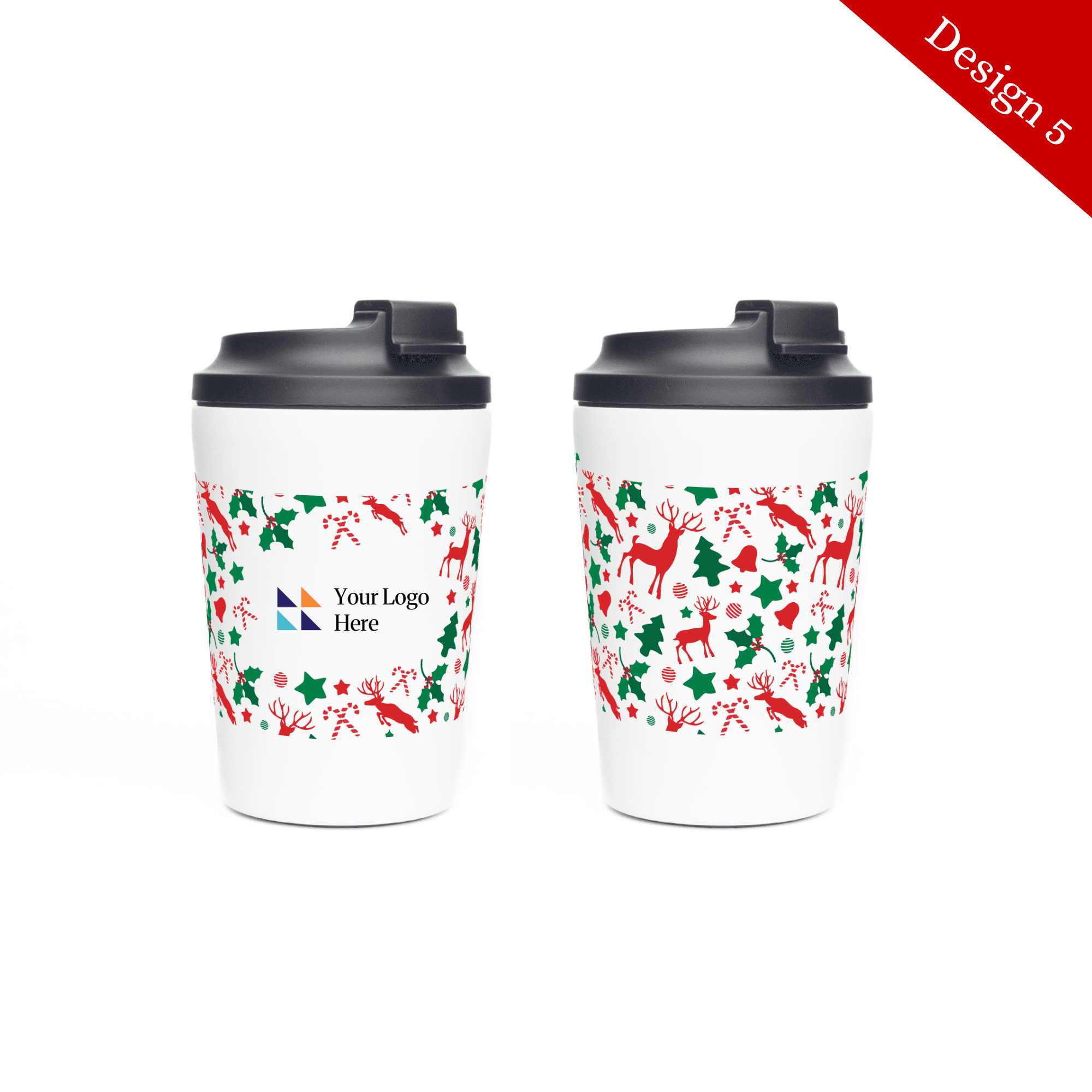 Christmas White Atlas 360ml Double Walled Coffee Cup
