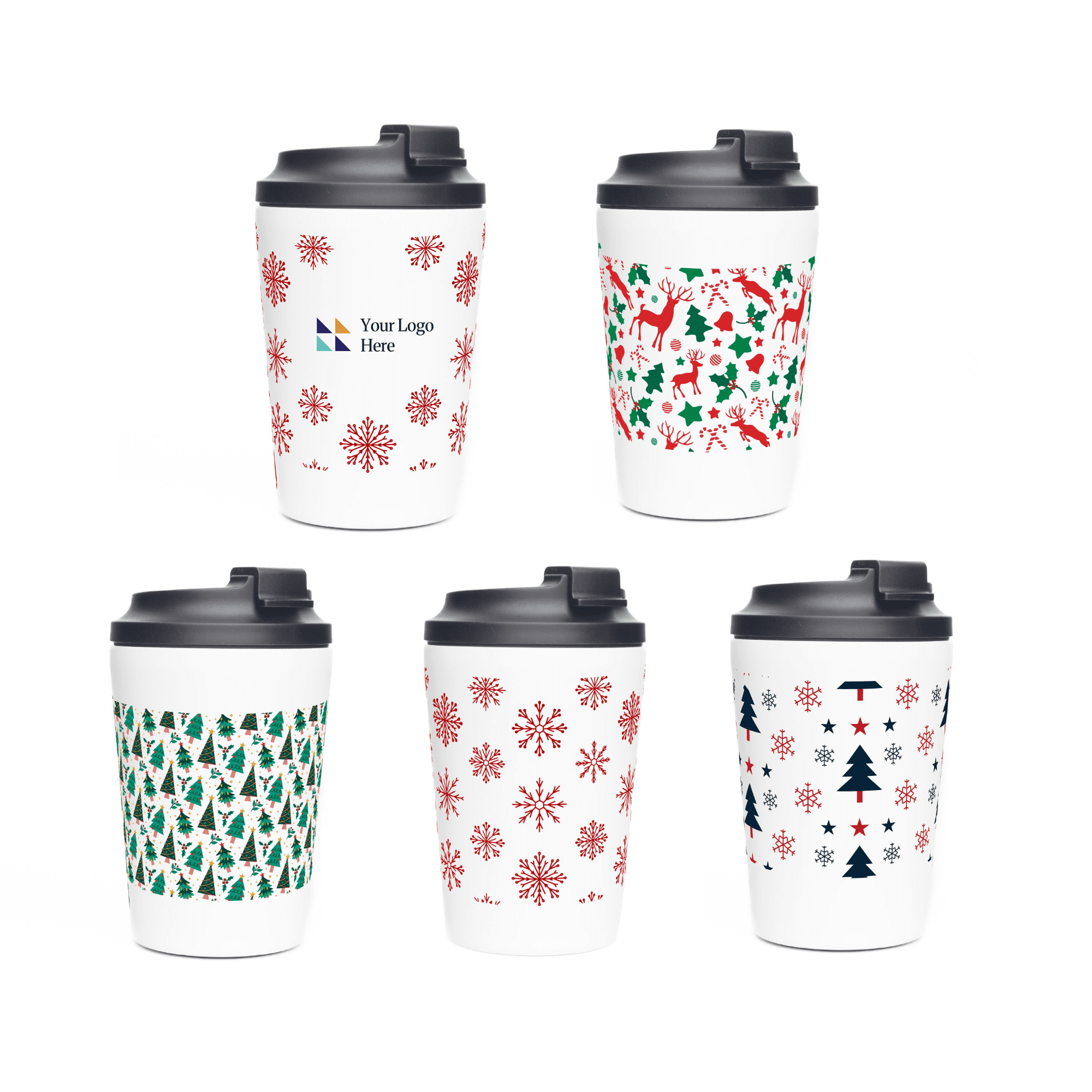 Christmas White Atlas 360ml Double Walled Coffee Cup