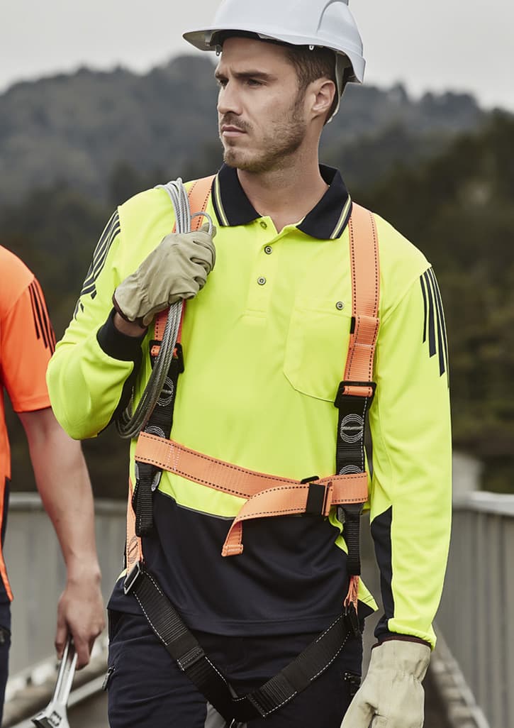 Mens Hi Vis Flux Long Sleeve Polo