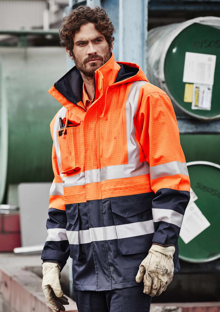 Mens Orange Flame Arc Rated Antistatic Waterproof Jacket