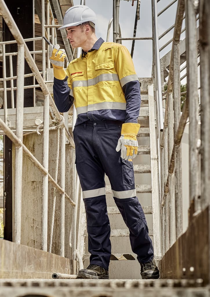 Mens Orange Flame Taped Cargo Pant (Stout)